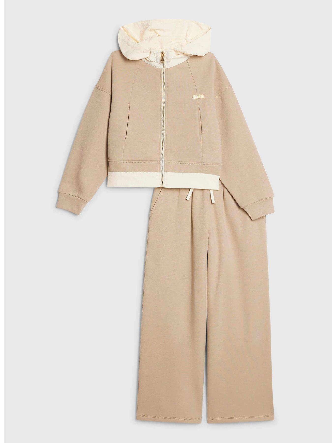 River Island Girls Beige Hybrid Tracksuit Set - Beige