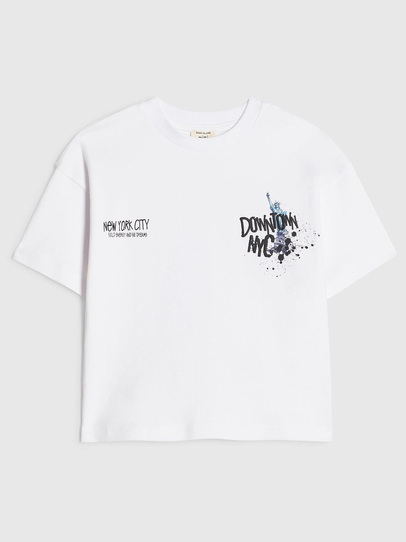 River Island Mini Mini Boys Downtown Nyc Graphic T-shirt - White