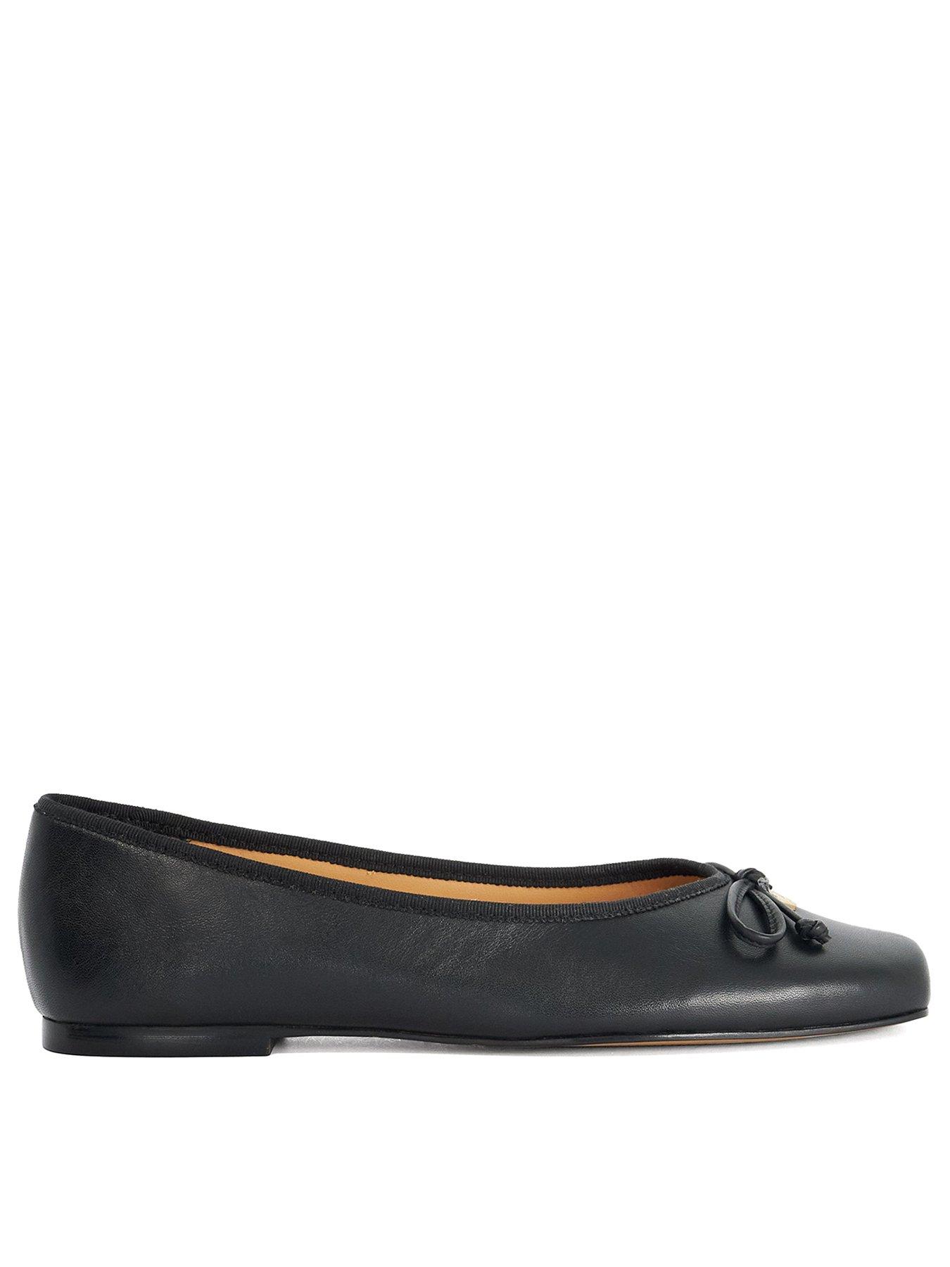 Dune London Harllowe Bow And Metal Charm Trim Ballerina - Black