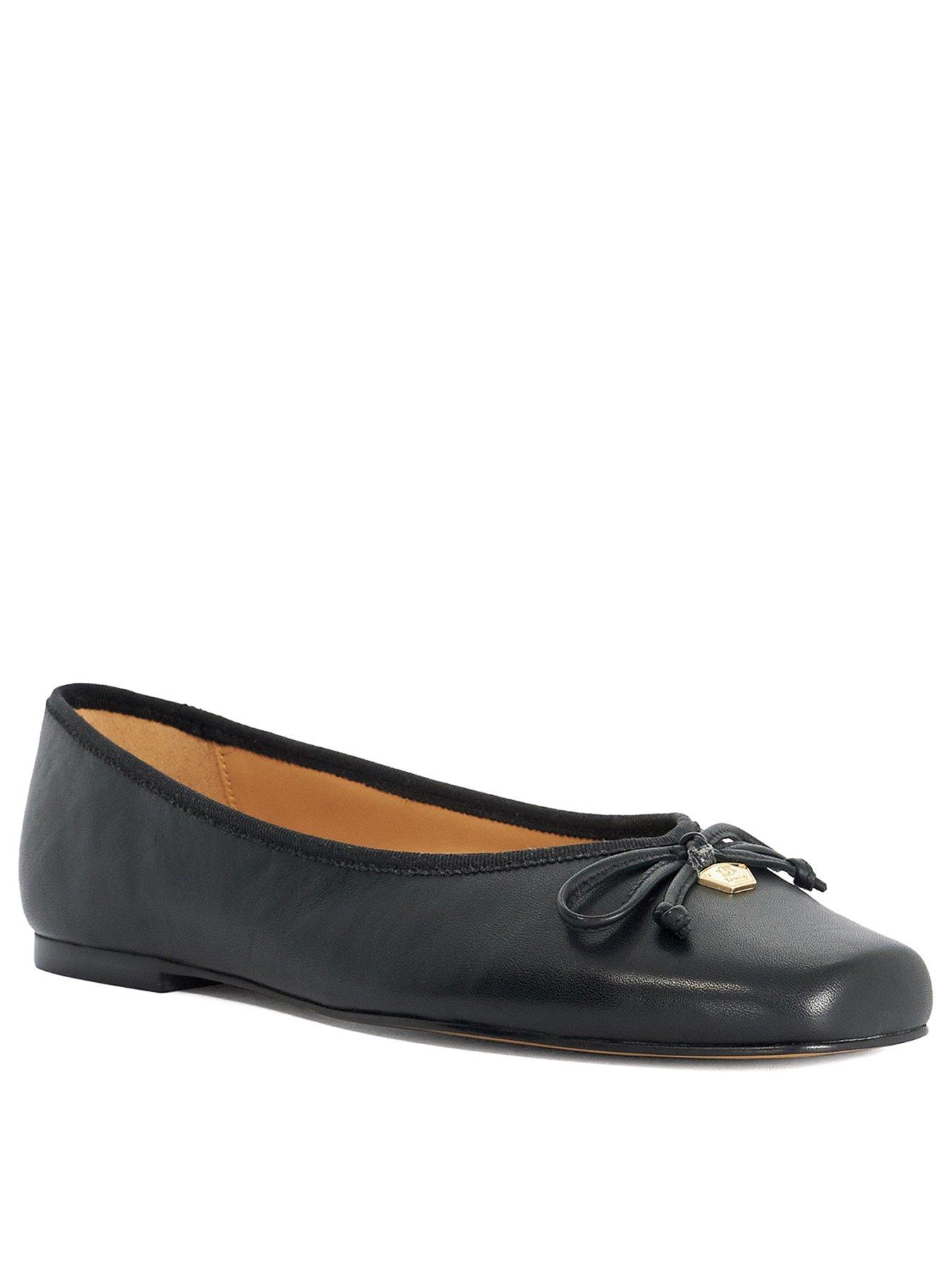 Dune London Harllowe Bow And Metal Charm Trim Ballerina - Black