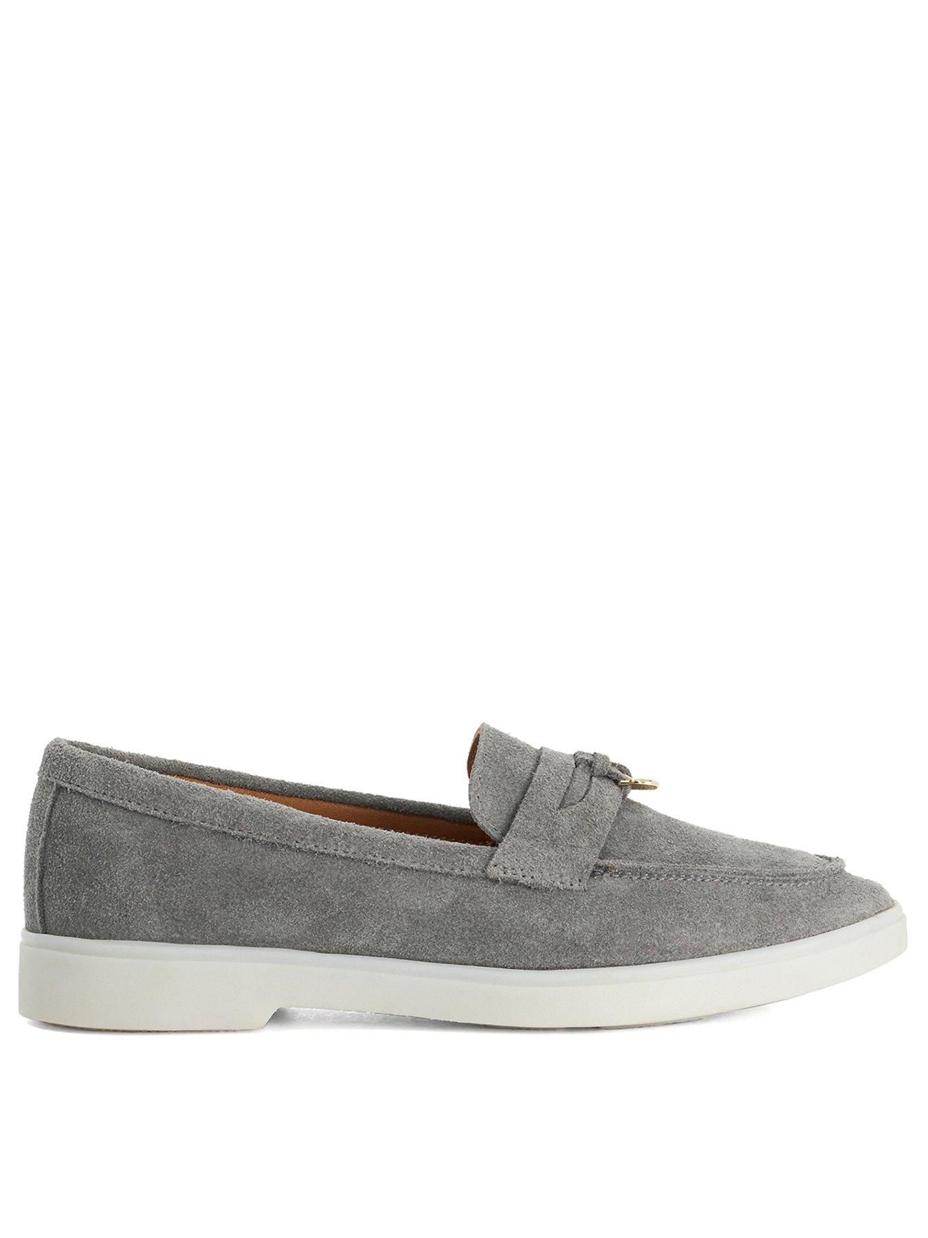 Dune London Grinning Suede Slip On Loafers - Grey