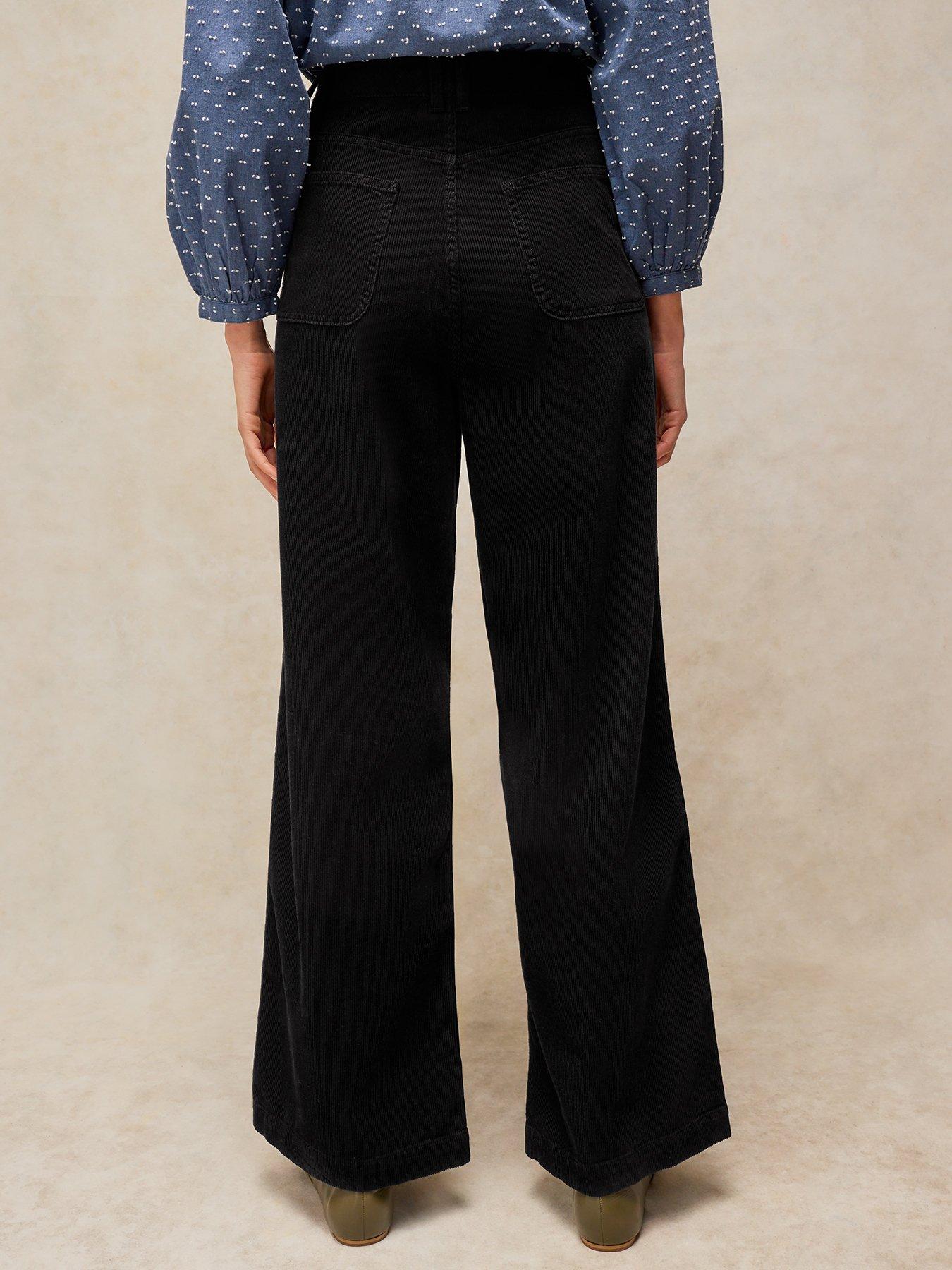 Image 2 of 5 of White Stuff Womens Tia Wide Leg Mid Rise Cord Trousers - Black