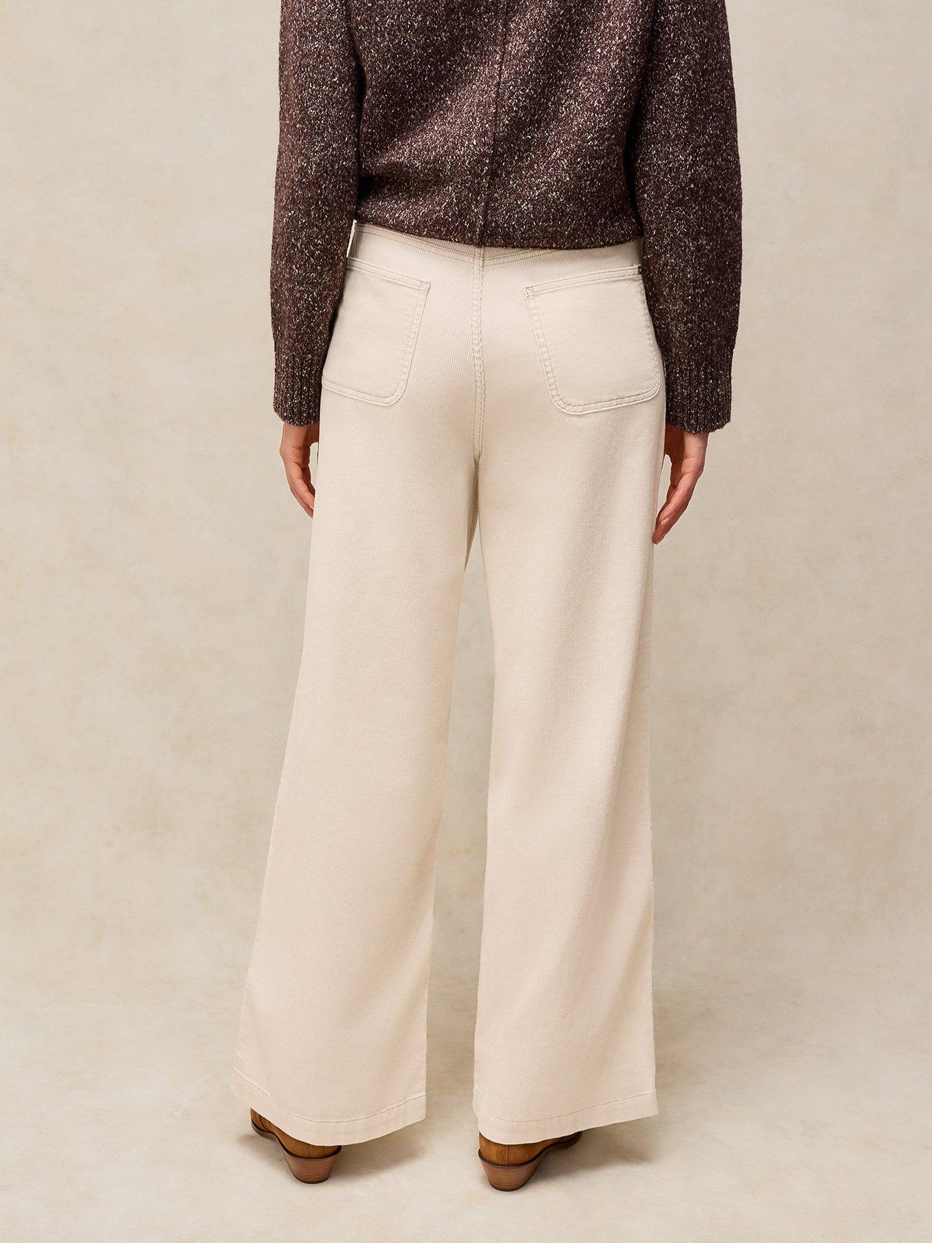 Image 2 of 5 of White Stuff Womens Tia Cord Wide Leg Trousers - White
