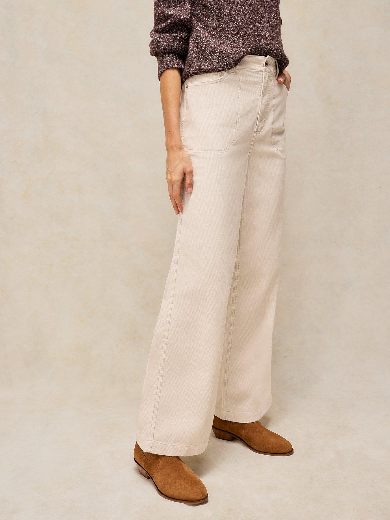 Image 4 of 5 of White Stuff Womens Tia Cord Wide Leg Trousers - White