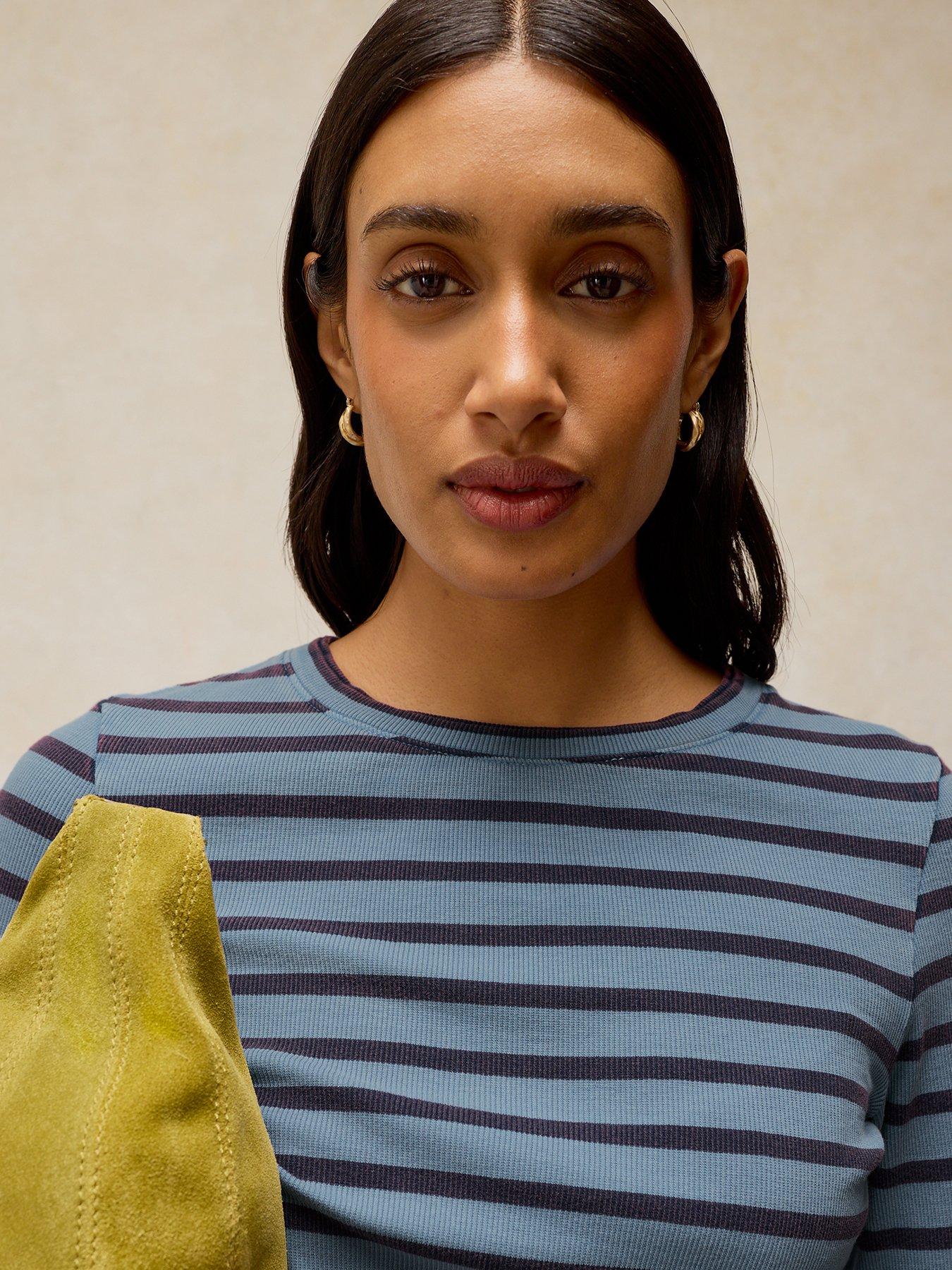 Image 4 of 6 of White Stuff Sadie Striped Long Sleeve Top - Blue