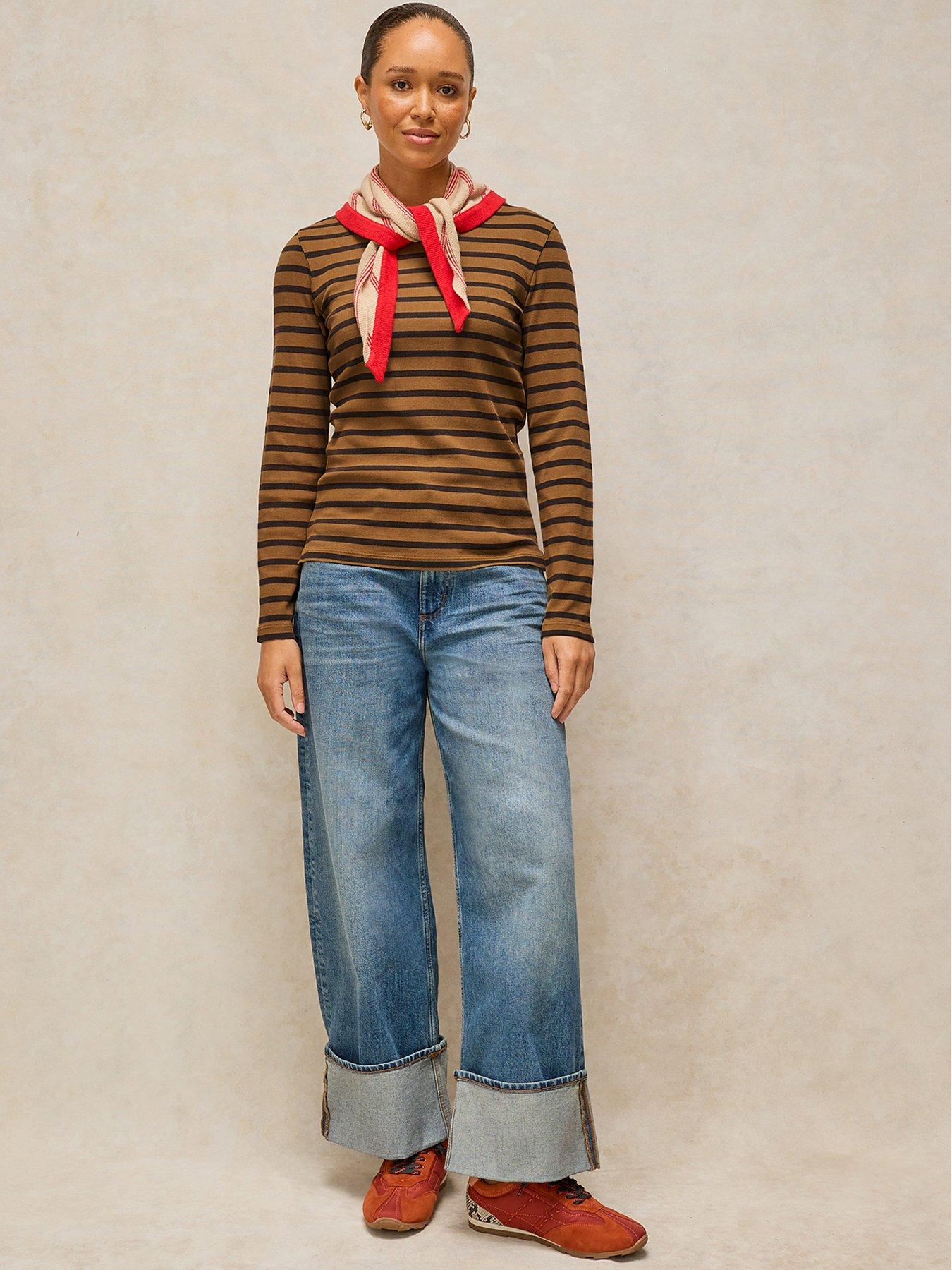 Image 3 of 5 of White Stuff Sadie Stripe Long Sleeve Tee - Brown