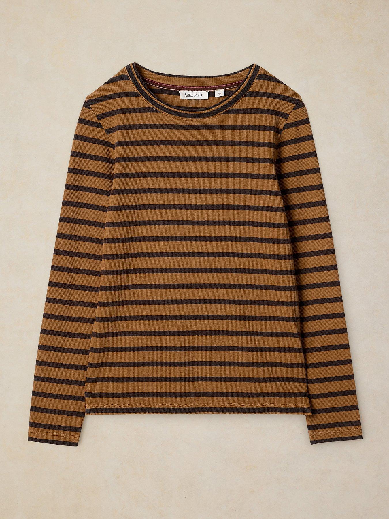 Image 5 of 5 of White Stuff Sadie Stripe Long Sleeve Tee - Brown
