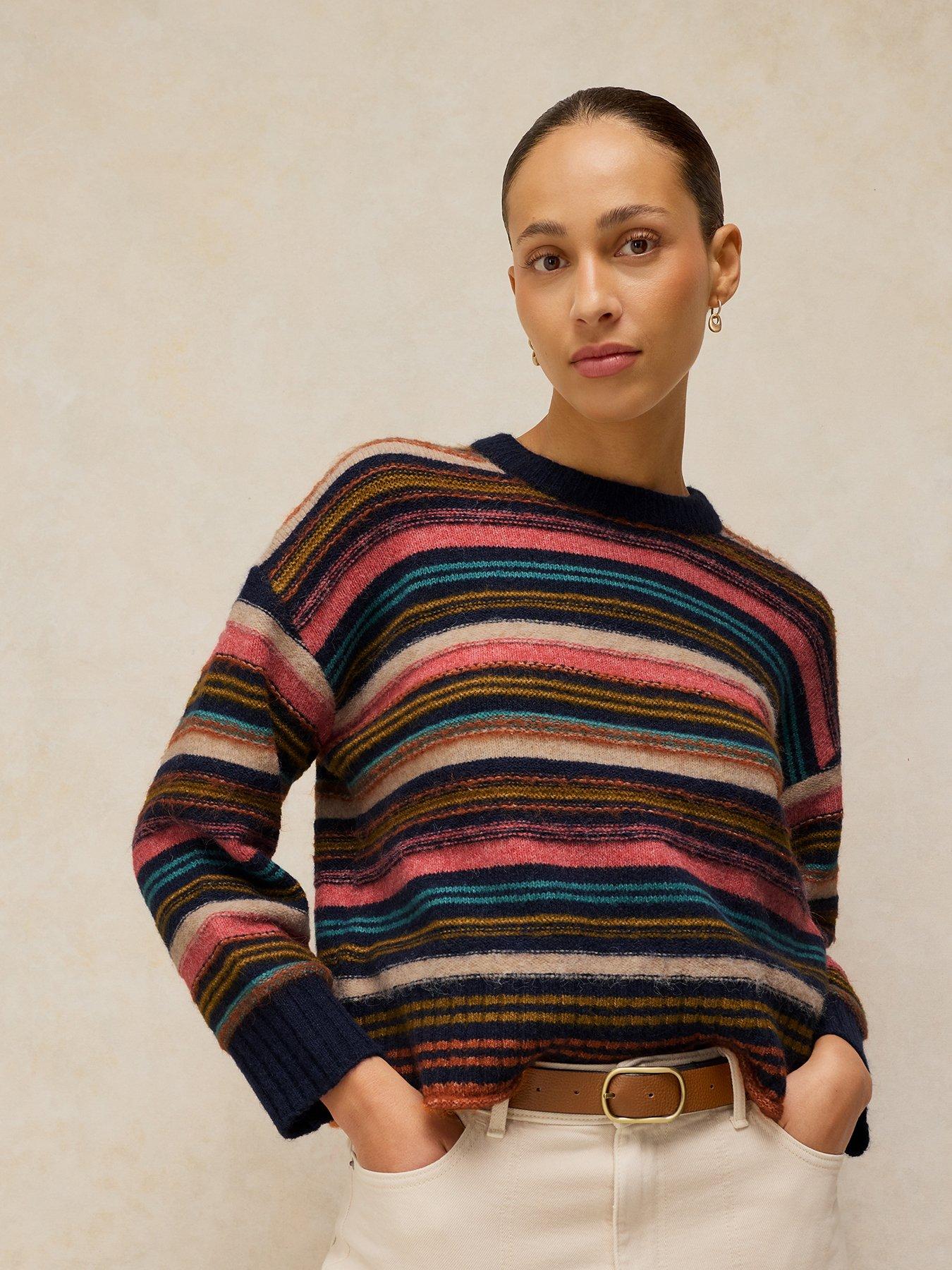 Image 1 of 6 of White Stuff Florence Striped Knitted Jumper - Multi