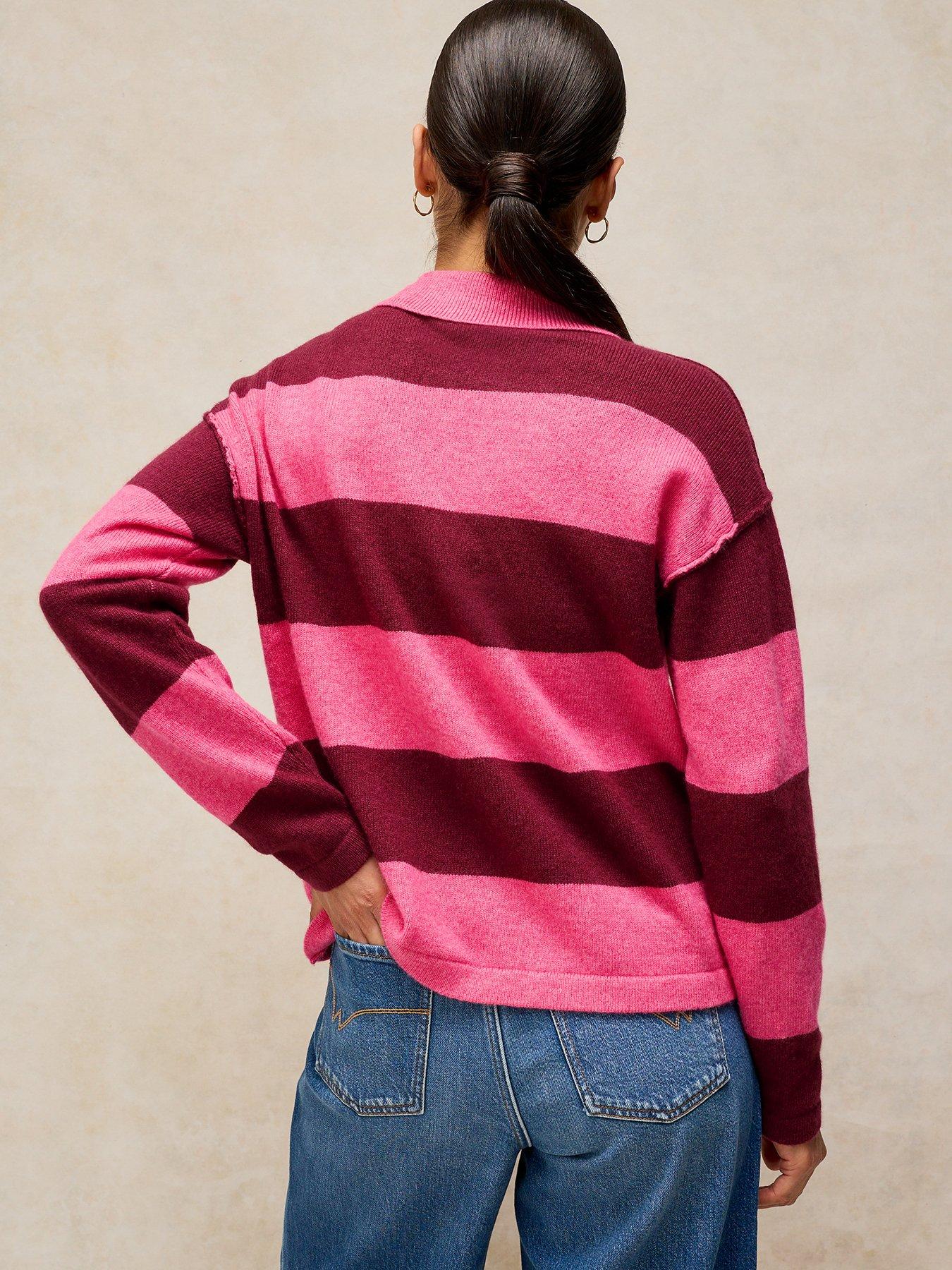Image 2 of 6 of White Stuff Camilla Stripe Collared Jumper - Pink