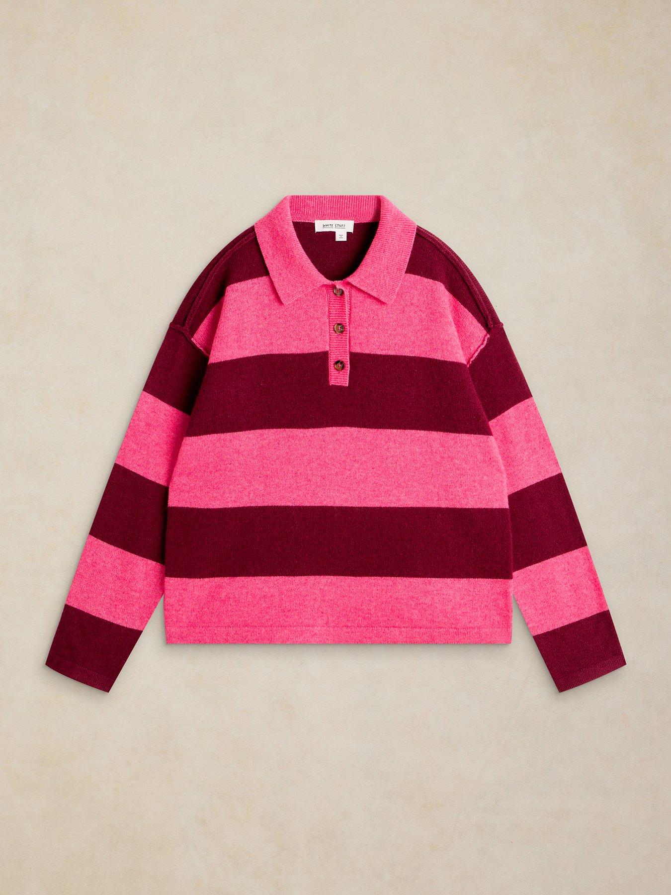 Image 5 of 6 of White Stuff Camilla Stripe Collared Jumper - Pink