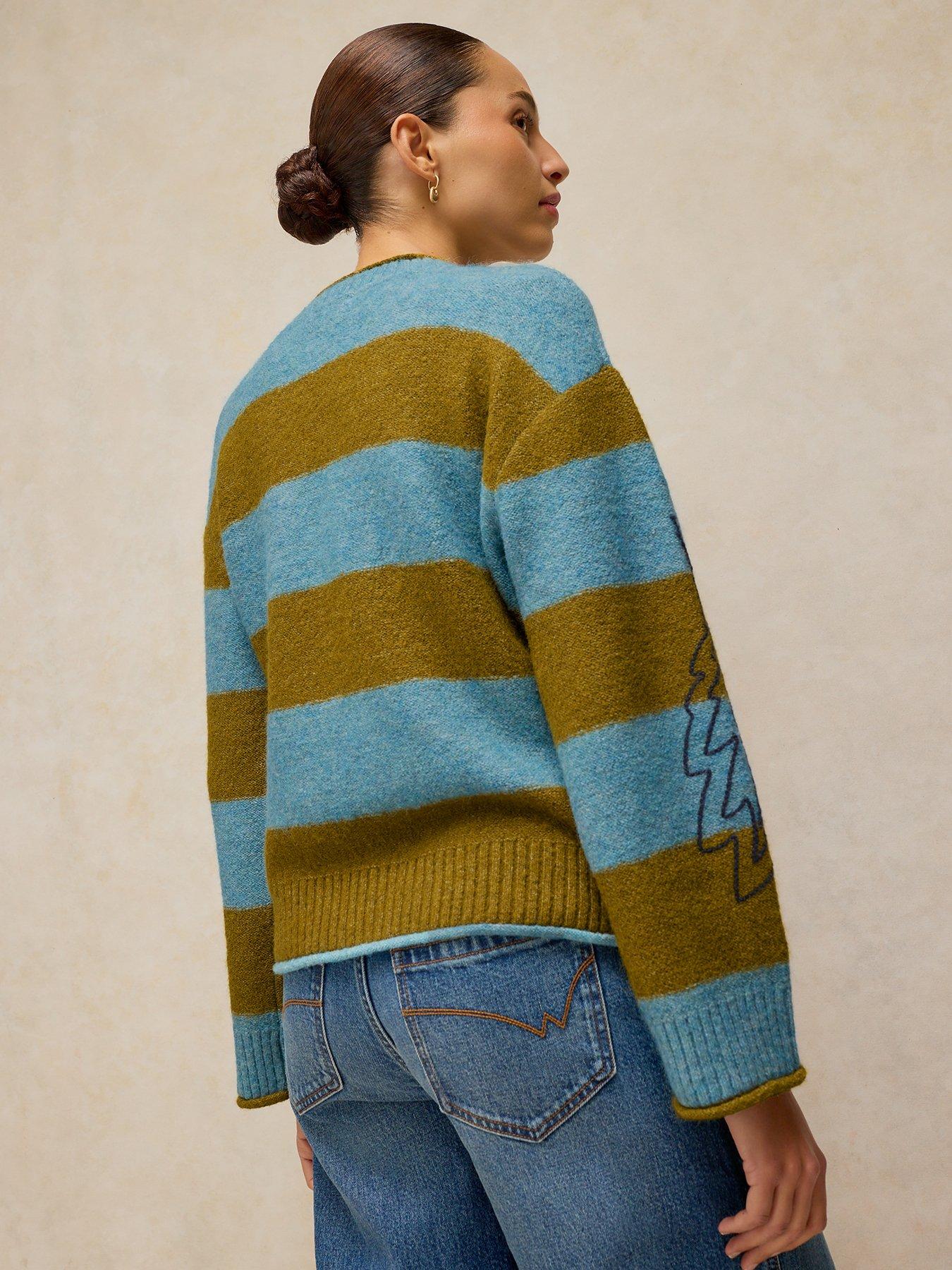 Image 2 of 6 of White Stuff Emma Floral Stripe Knit Jumper - Multi