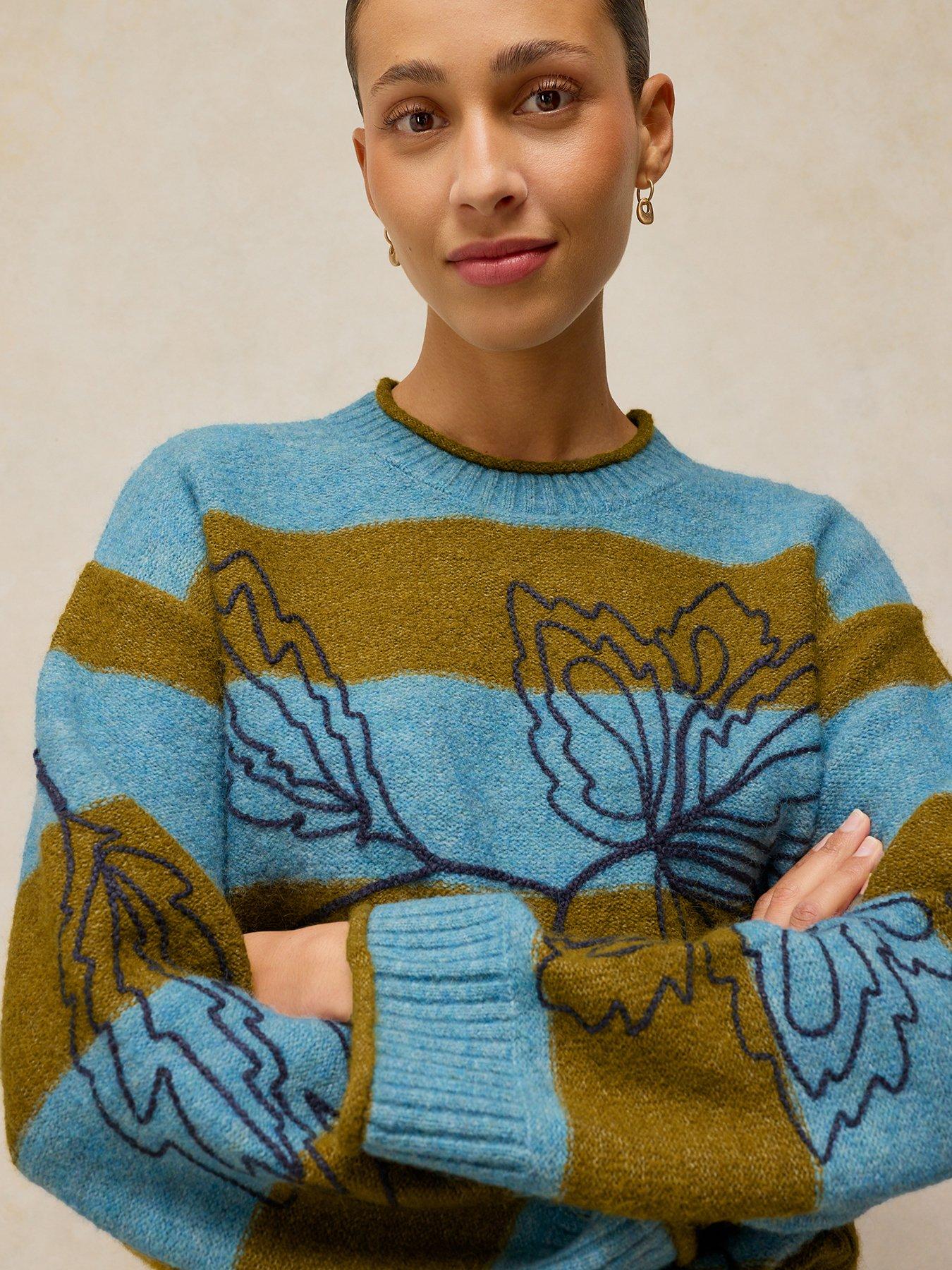 Image 4 of 6 of White Stuff Emma Floral Stripe Knit Jumper - Multi