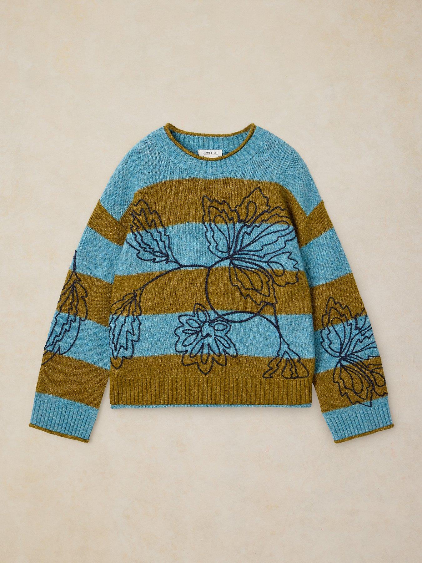 Image 5 of 6 of White Stuff Emma Floral Stripe Knit Jumper - Multi