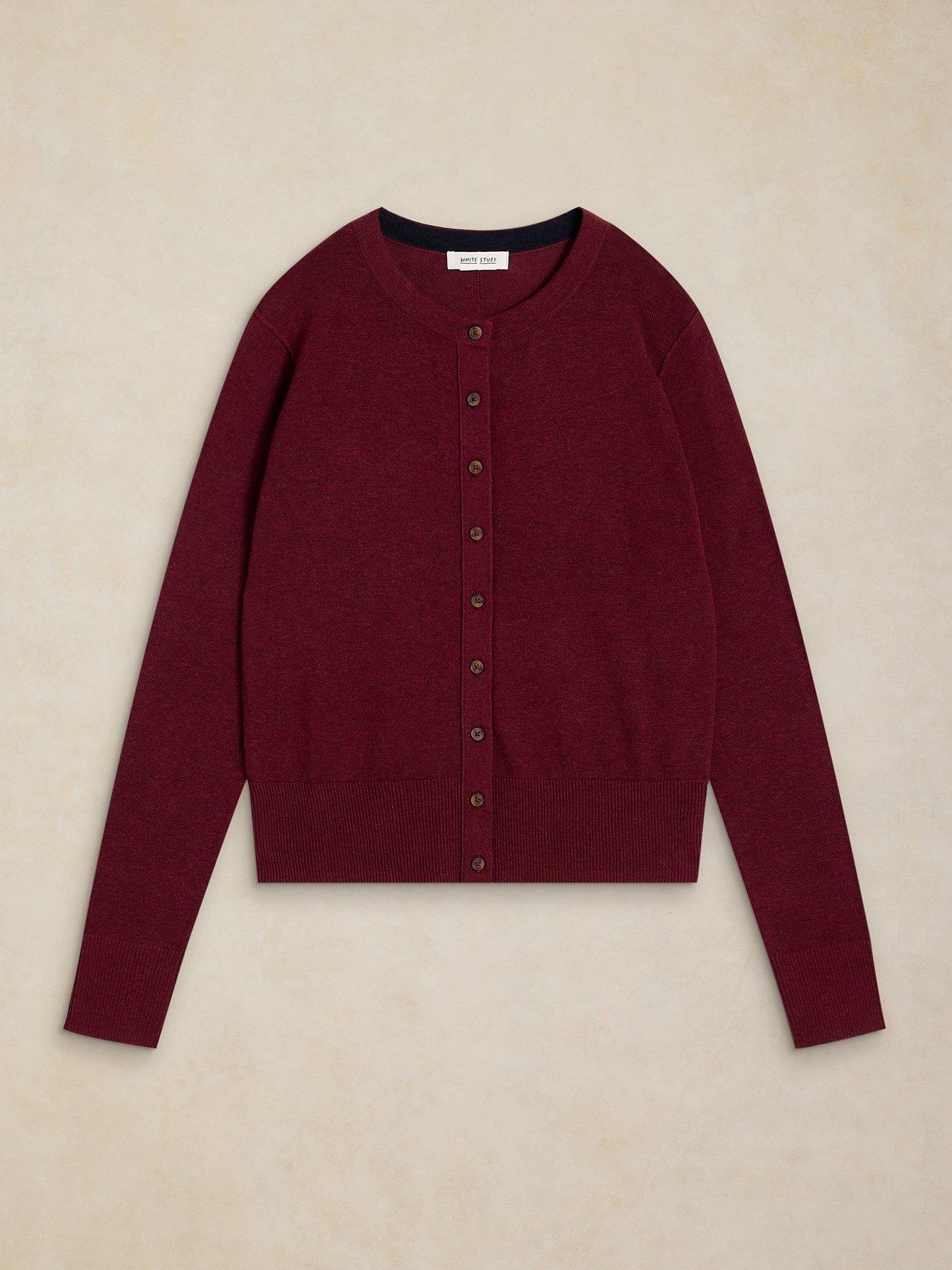 Image 5 of 5 of White Stuff Lois Crew Neck Cardigan - Red