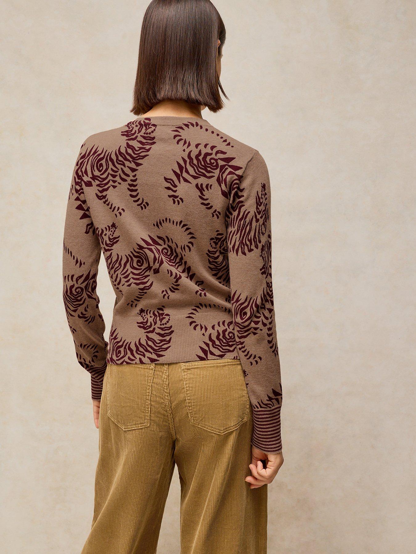 Image 2 of 5 of White Stuff Lois Print Crew Neck Cardigan - Beige
