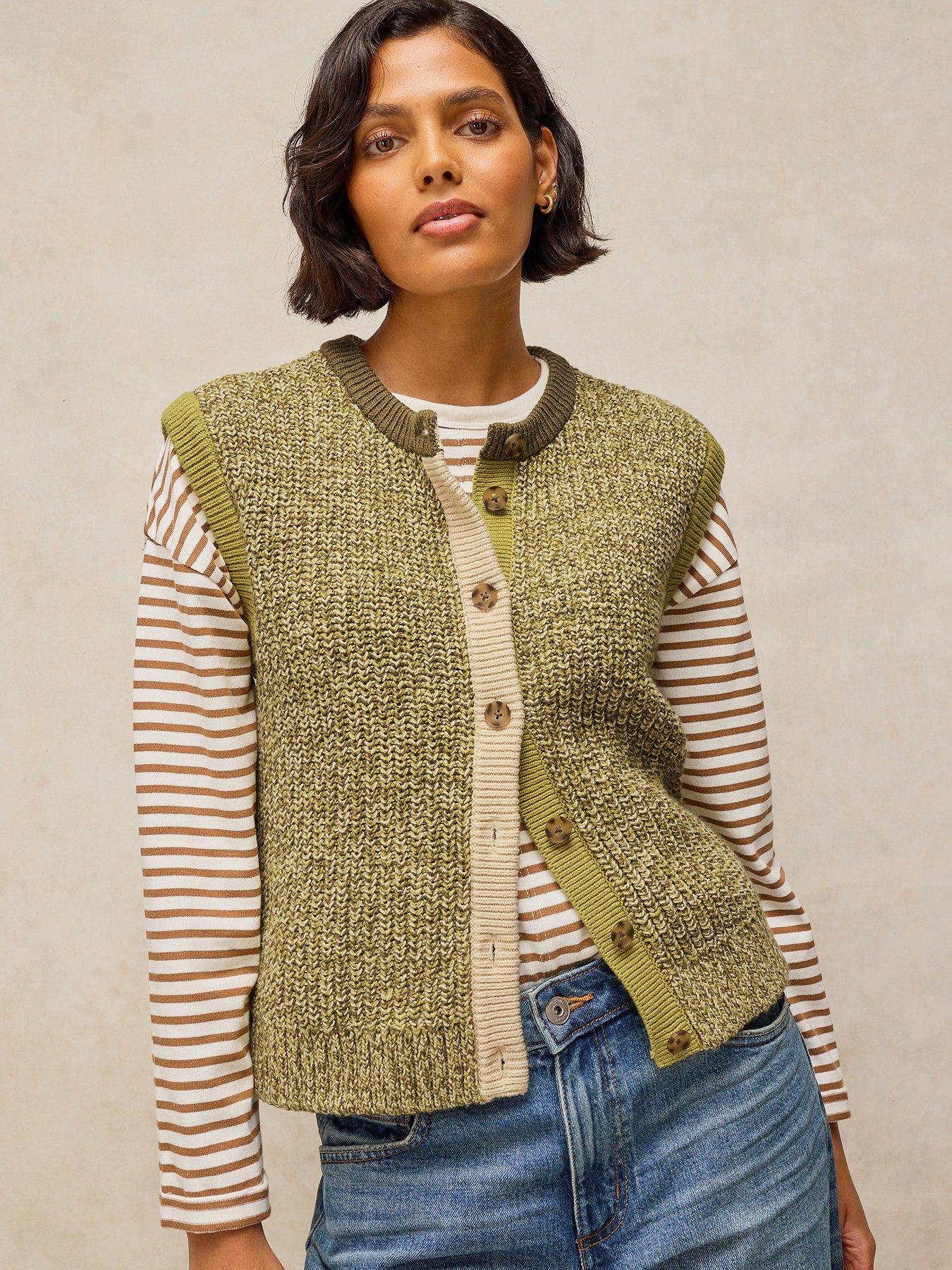 Image 1 of 5 of White Stuff Womens Twist Button Tank - Green