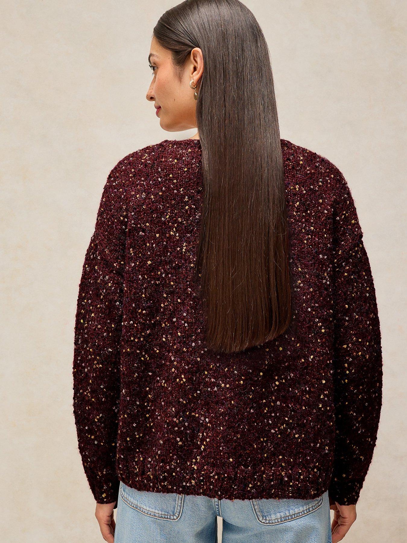 Image 2 of 5 of White Stuff Womens Textured V Neck Relaxed Jumper - Purple