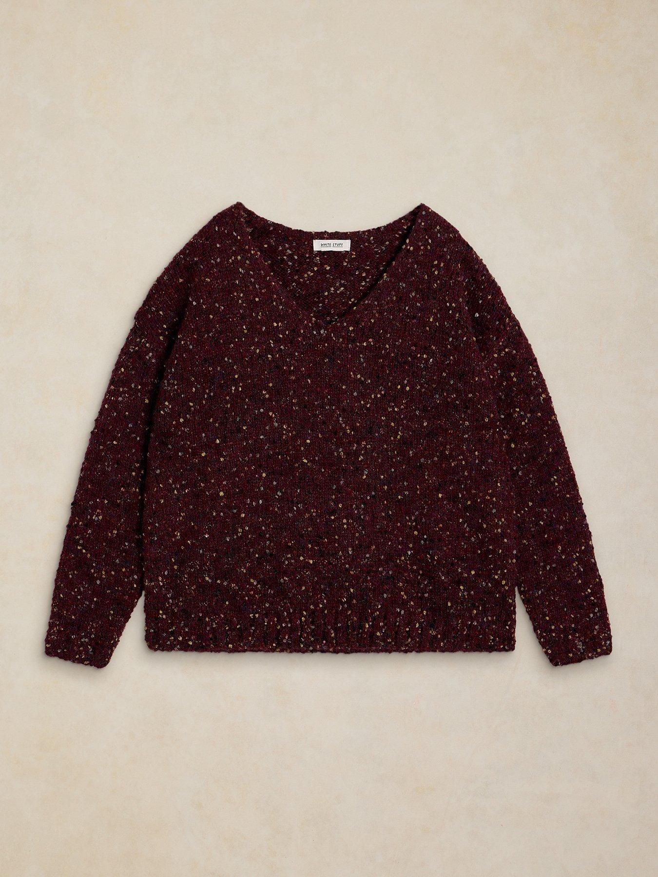 Image 5 of 5 of White Stuff Womens Textured V Neck Relaxed Jumper - Purple