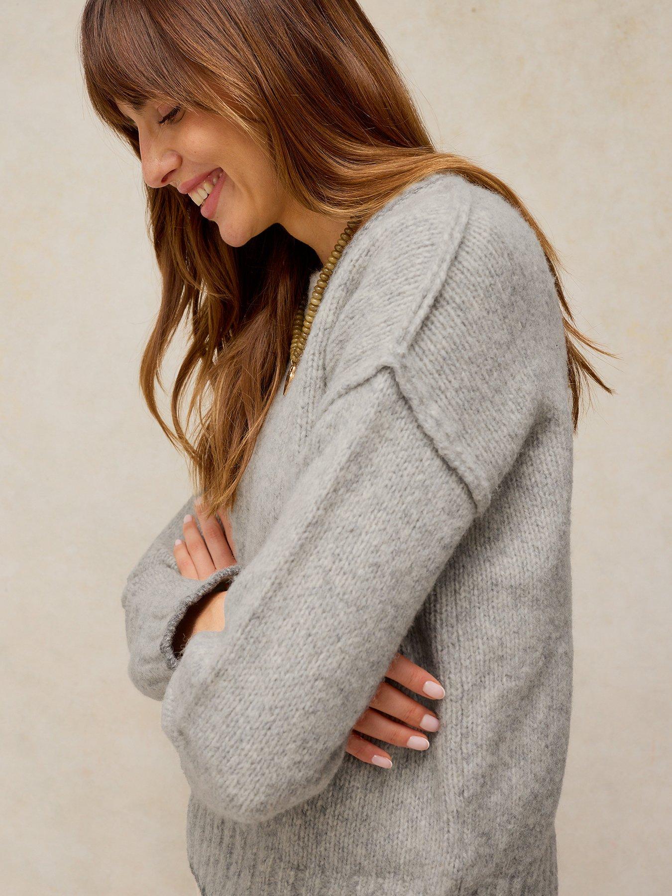 Image 4 of 5 of White Stuff Womens Justine Wool Blend Crew Neck Jumper - Grey
