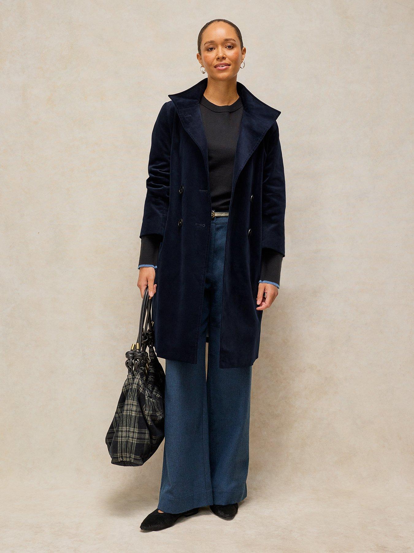 Image 3 of 5 of White Stuff Womens Kaia Velvet Coat - Blue