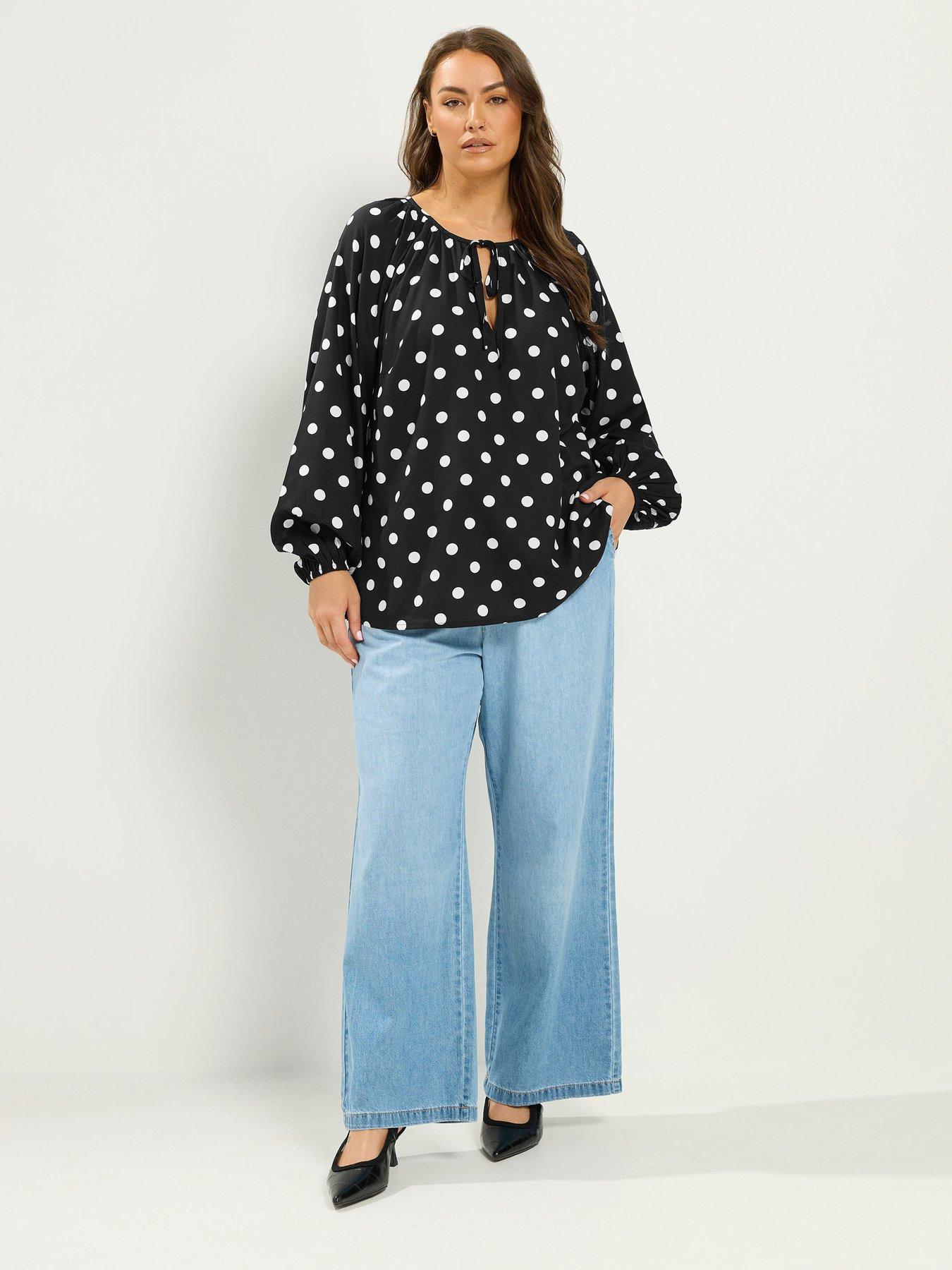 Image 3 of 4 of Yours Polka Dot Blouse - Black