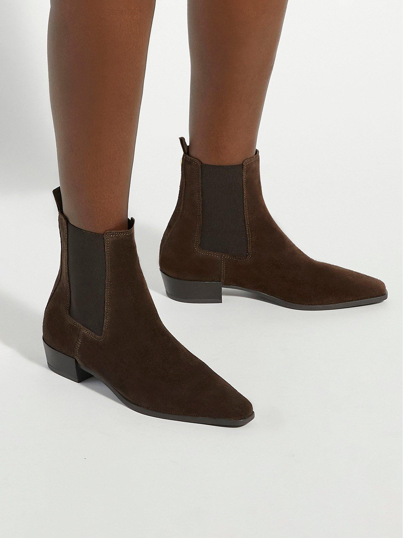 Dune London Parkas Chisel Toe Low Heel Chelsea Boots - Brown