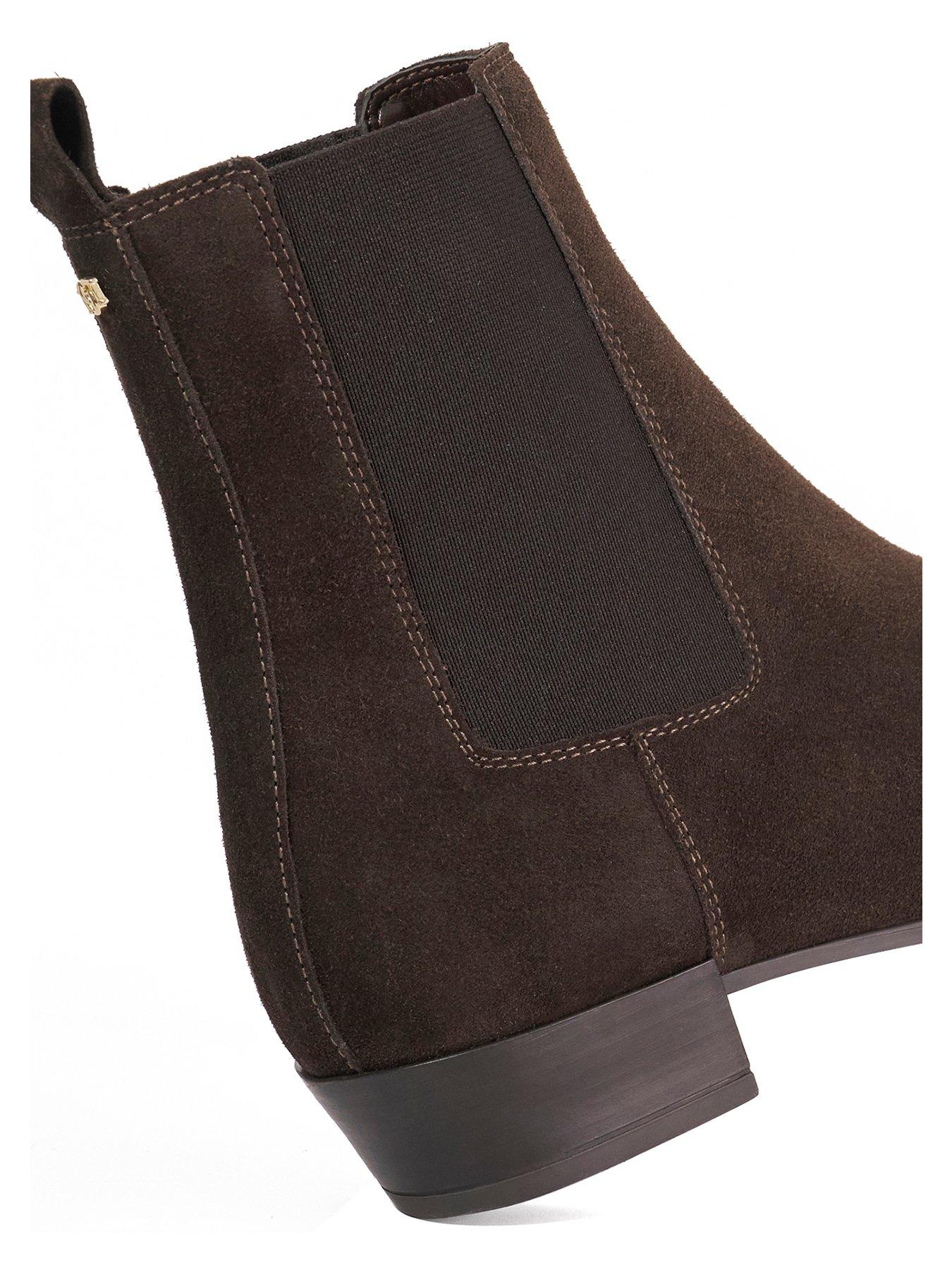 Image 6 of 6 of Dune London Parkas Chisel Toe Low Heel Chelsea Boots - Brown