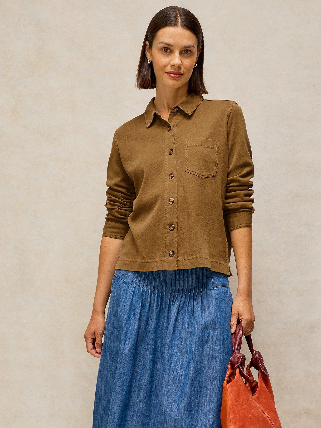 Image 1 of 5 of White Stuff Imogen Button Through Shirt - Green
