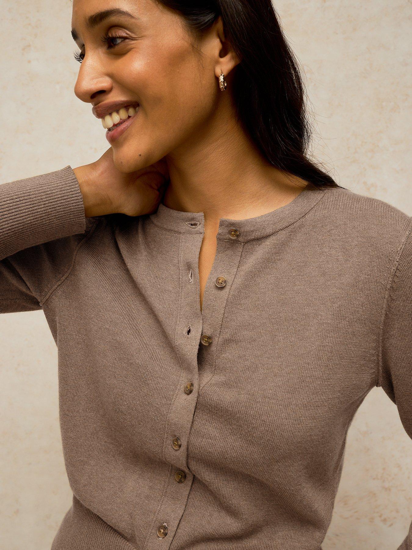 Image 4 of 5 of White Stuff Lois Crew Neck Cardigan - Beige