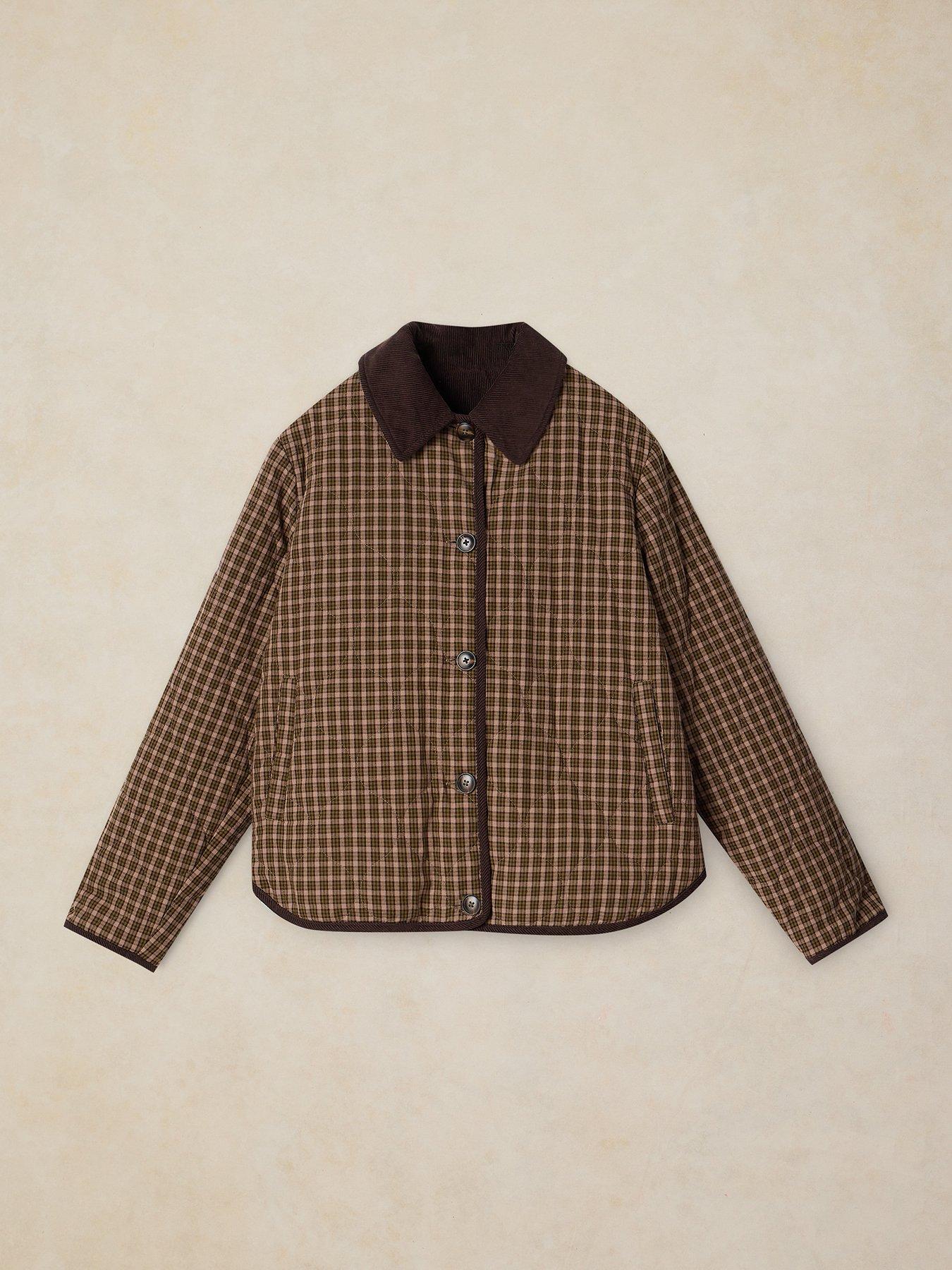 Image 5 of 6 of White Stuff Arden Reversible Checked Jacket - Brown