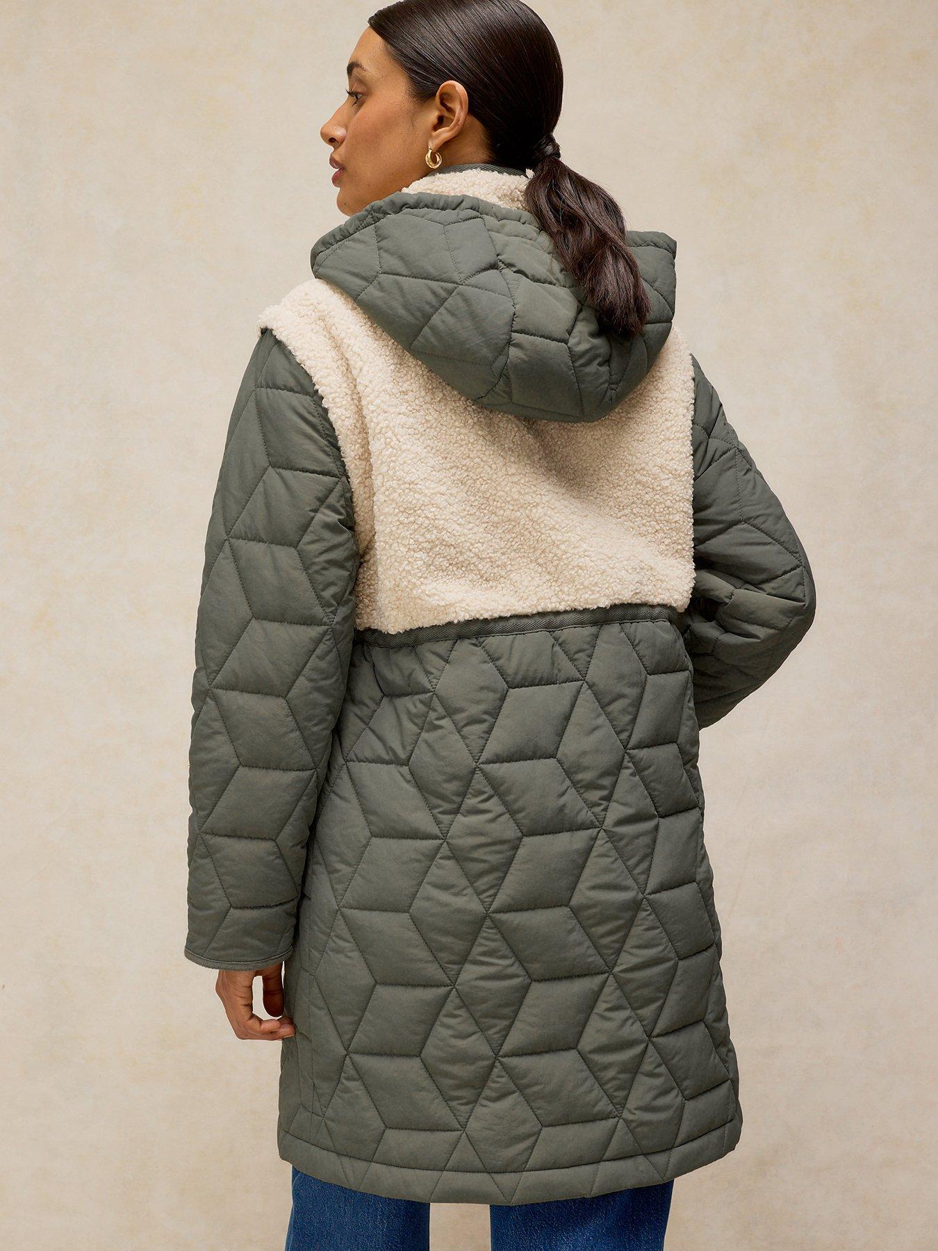 Image 2 of 5 of White Stuff Womens Alina Multiway Borg Puffer - Green
