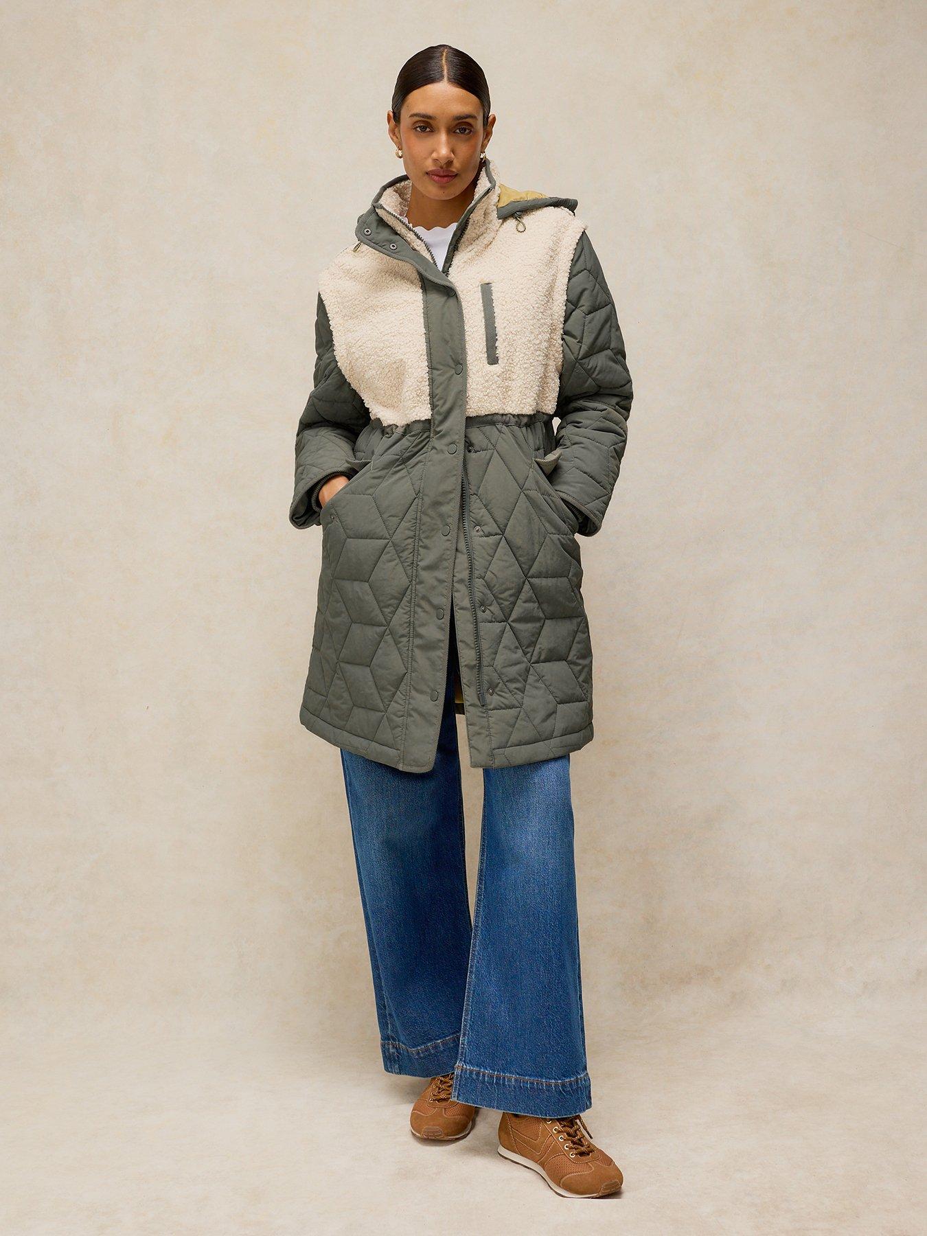 Image 3 of 5 of White Stuff Womens Alina Multiway Borg Puffer - Green