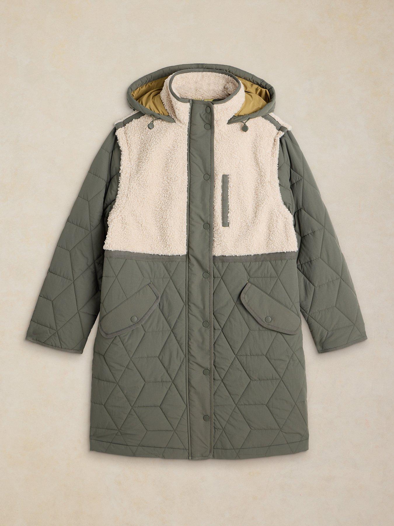 Image 5 of 5 of White Stuff Womens Alina Multiway Borg Puffer - Green