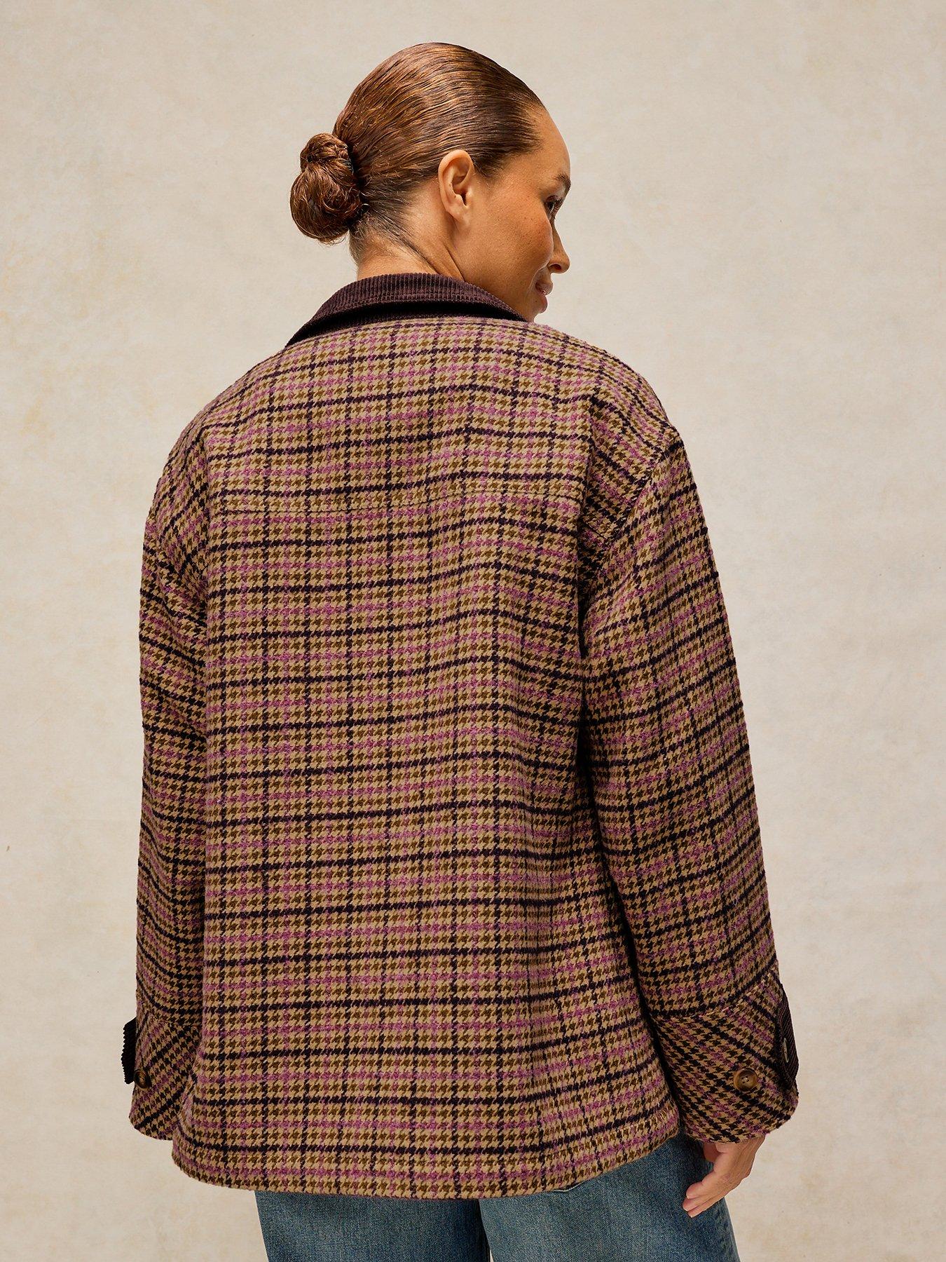 Image 2 of 6 of White Stuff Womens Jackson Check Coat - Pink