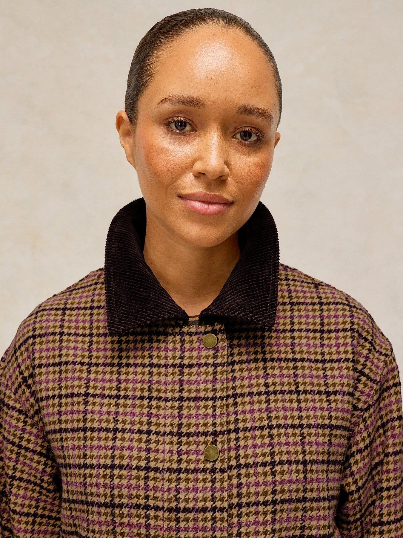 Image 4 of 6 of White Stuff Womens Jackson Check Coat - Pink