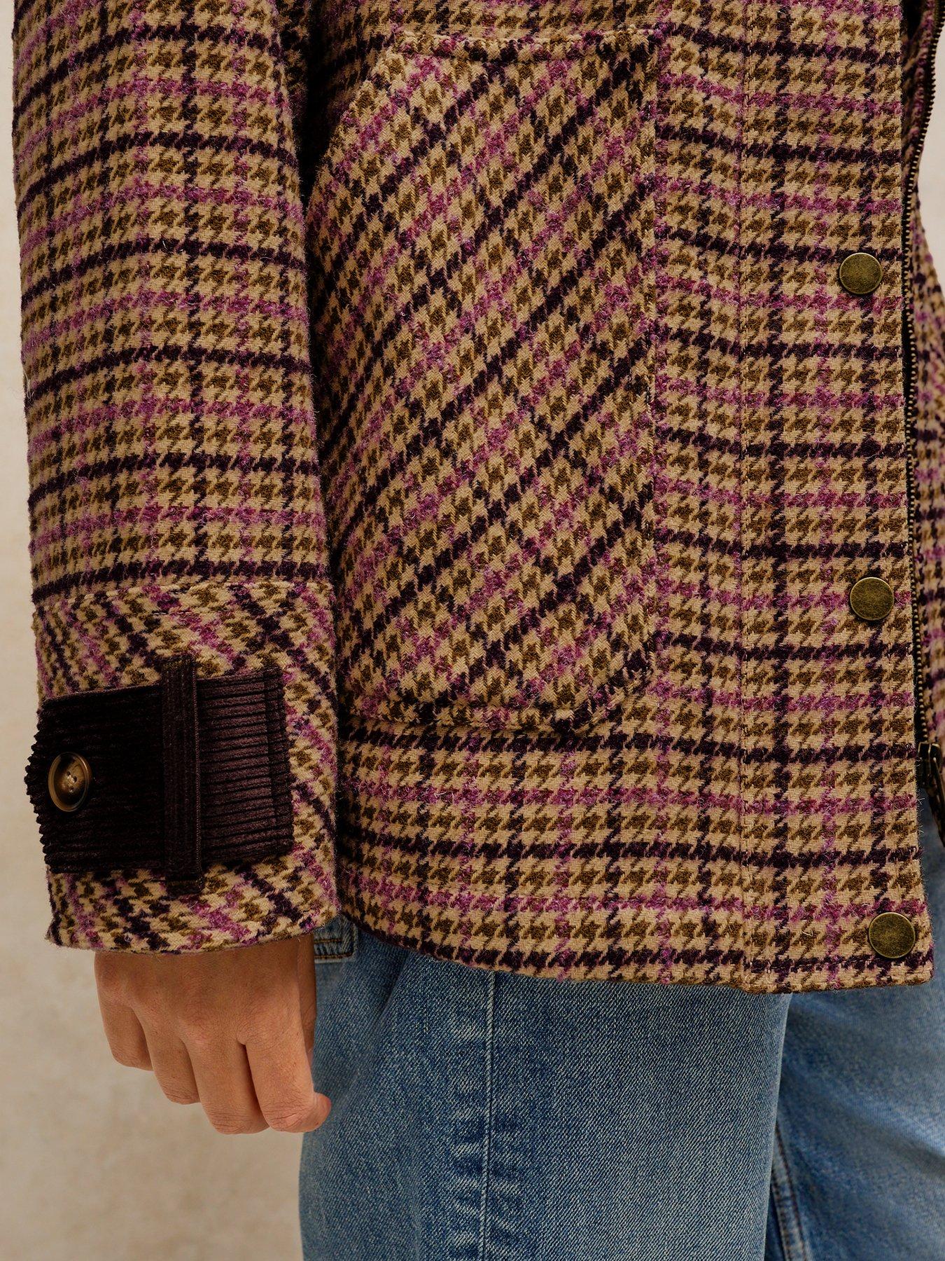 Image 5 of 6 of White Stuff Womens Jackson Check Coat - Pink