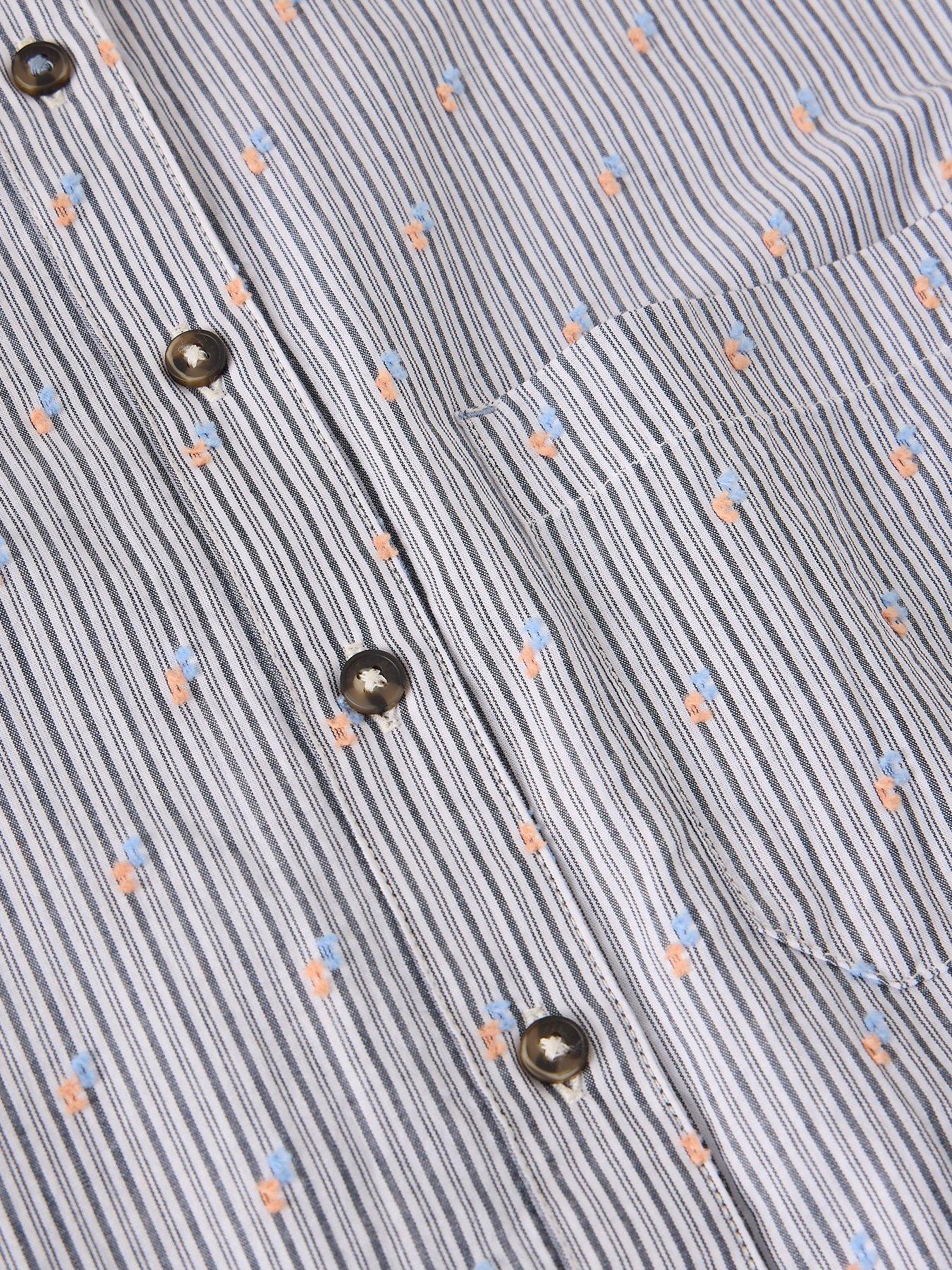 Image 6 of 6 of White Stuff Striped Embroidered Button Shirt - Blue