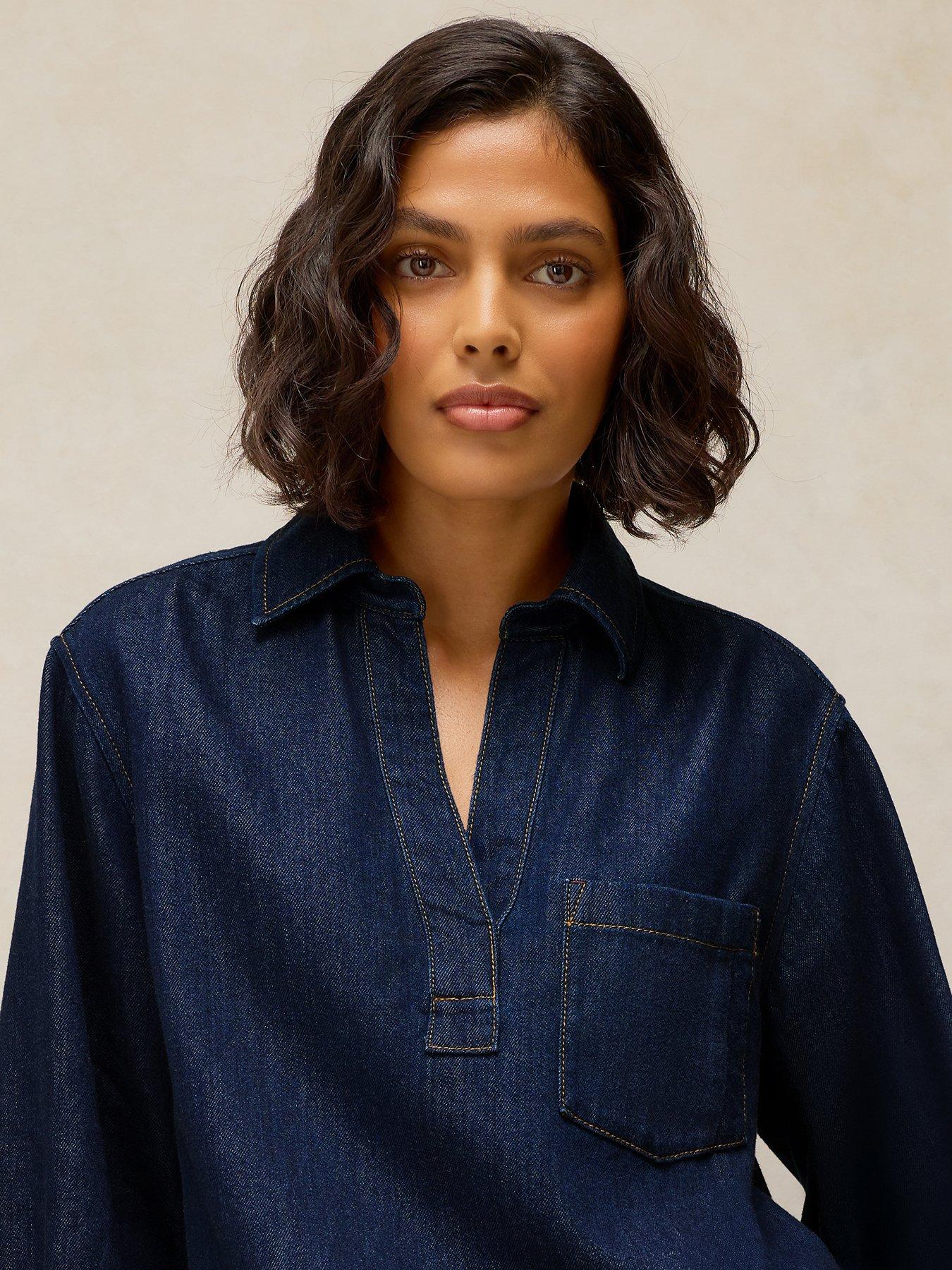 Image 4 of 6 of White Stuff Sage Longline Denim Tunic - Blue