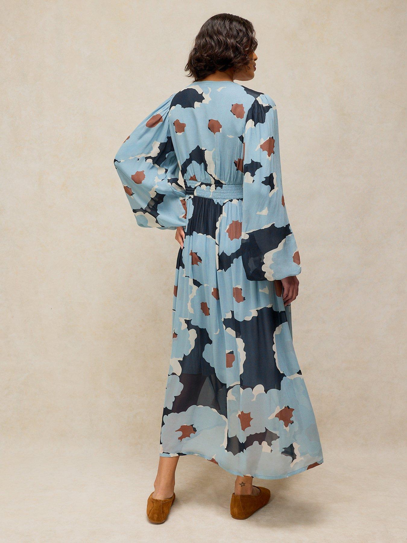 Image 2 of 6 of White Stuff Leela Button Through Midi Dress - Blue