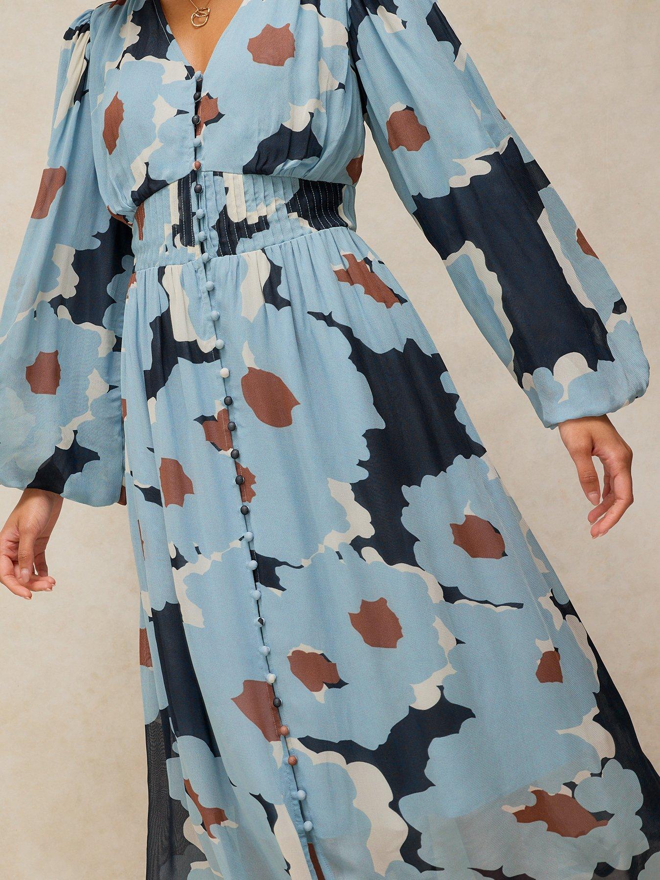 Image 4 of 6 of White Stuff Leela Button Through Midi Dress - Blue