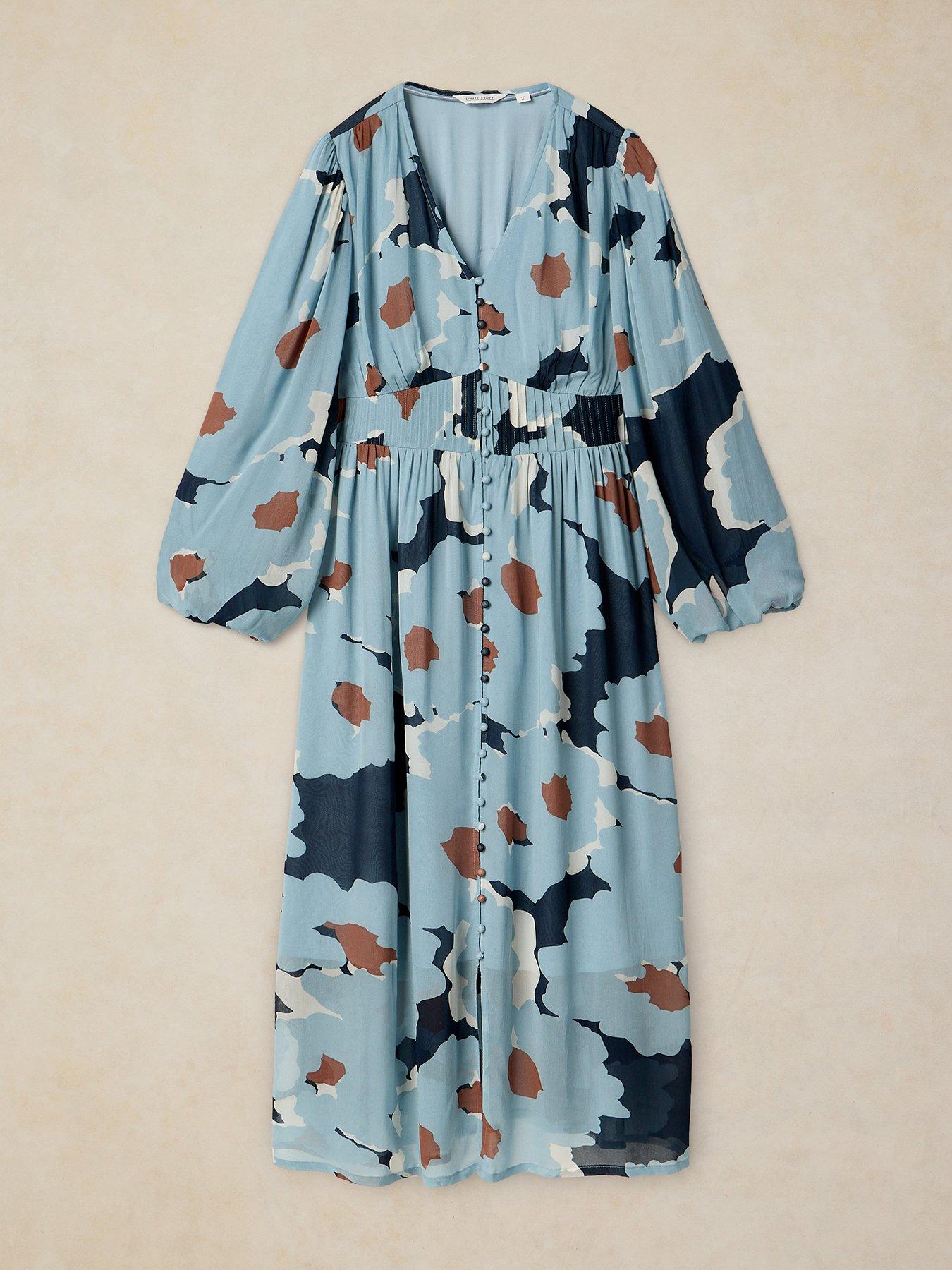 Image 5 of 6 of White Stuff Leela Button Through Midi Dress - Blue