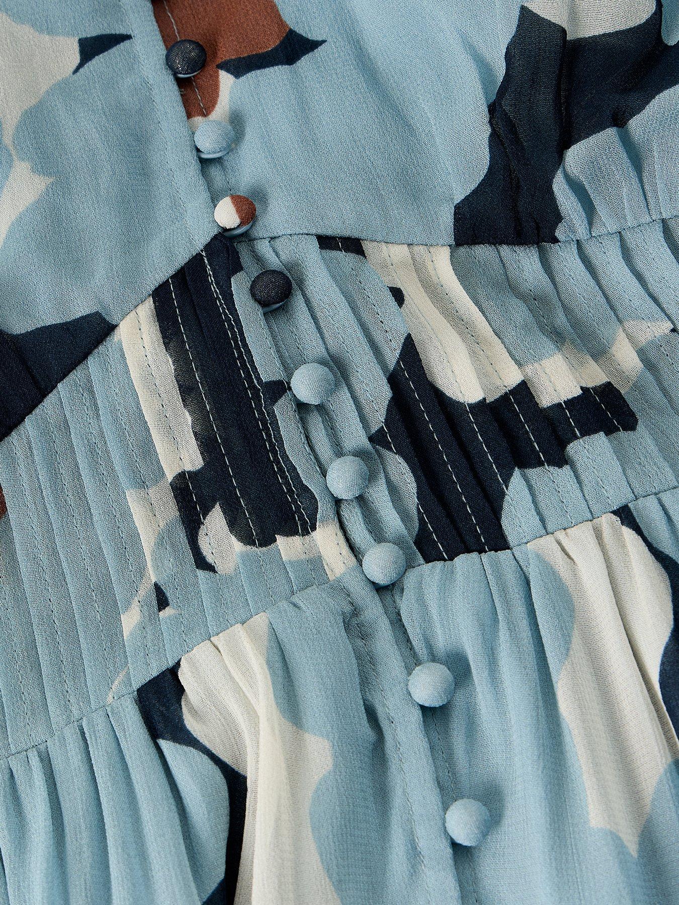 Image 6 of 6 of White Stuff Leela Button Through Midi Dress - Blue