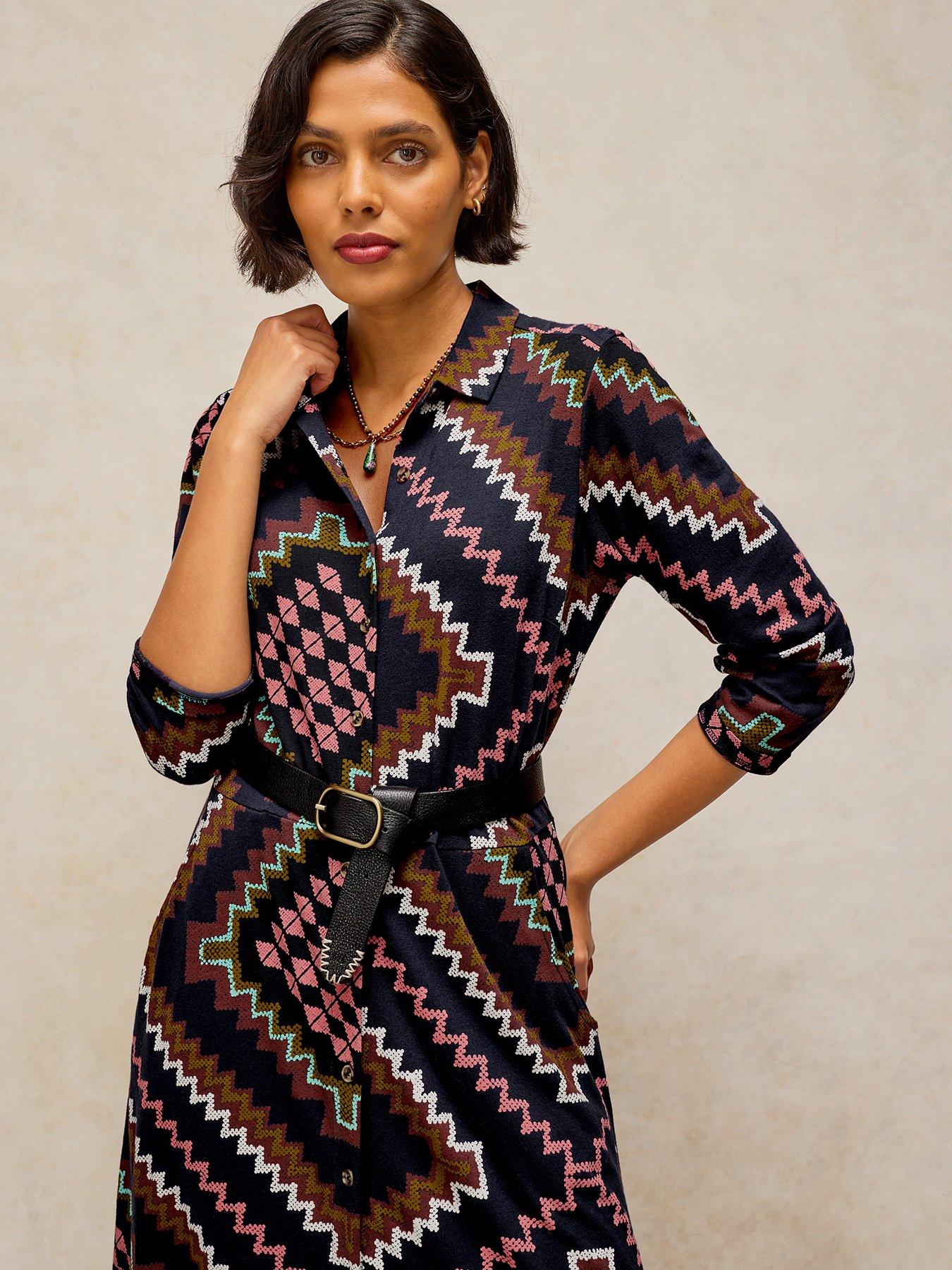 jersey shirt dress uk White Stuff Rua Geometric Print - Multi Dress boden