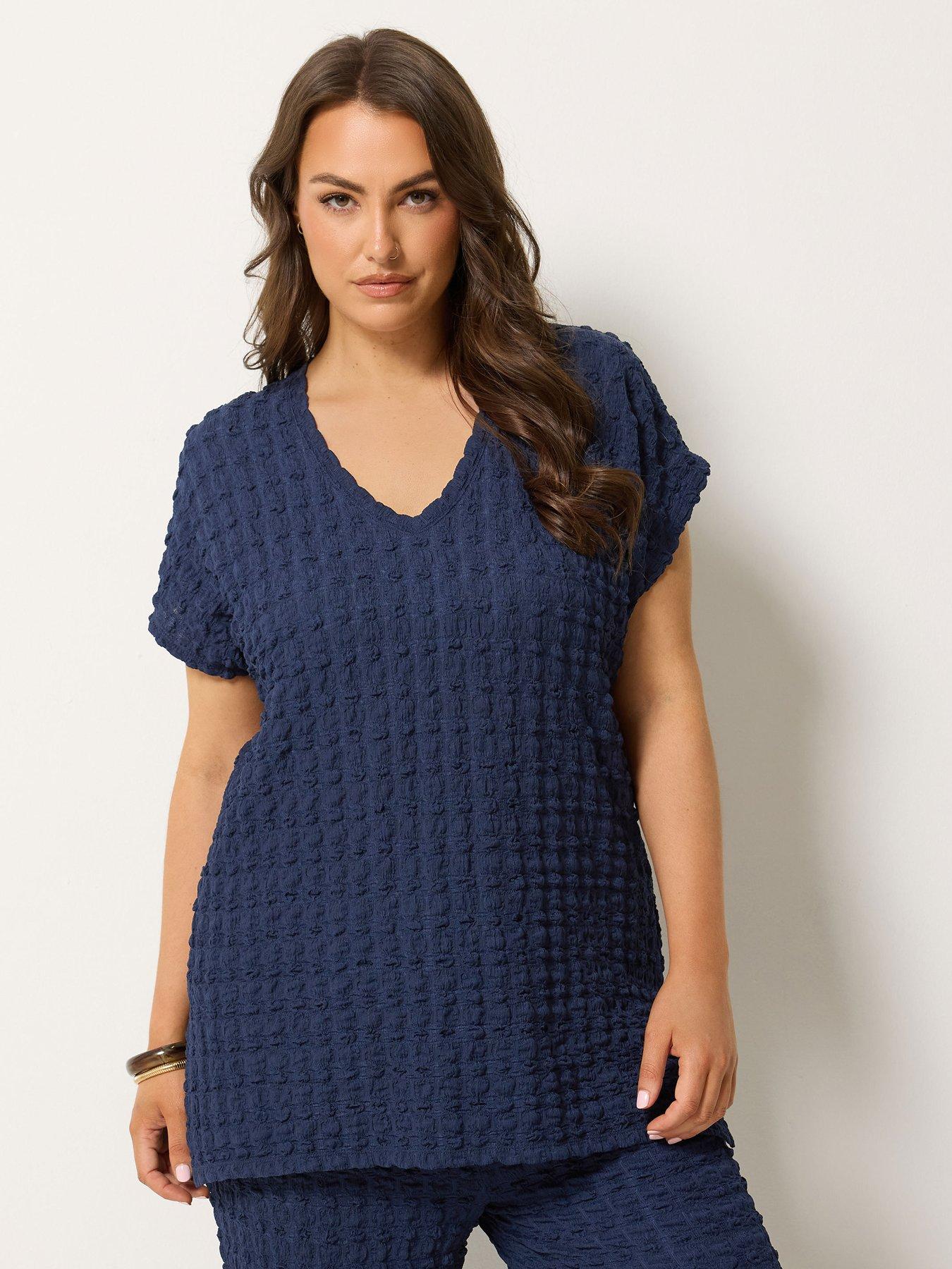 Image 1 of 4 of Yours Curve Bubble Texture Top - Blue