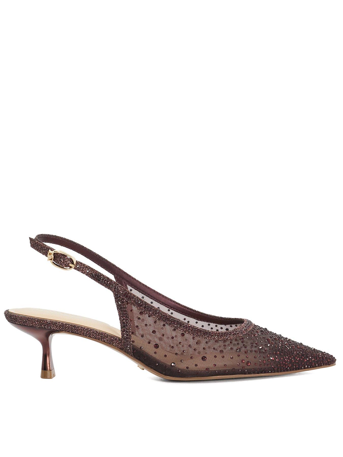 Dune London Cirelle Embellished Slingback Court Shoes, Red, Size 5, Women