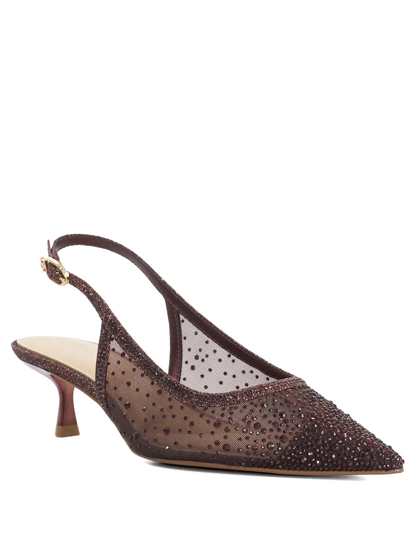 Image 2 of 5 of Dune London Cirelle Embellished Slingback Court Shoes - Burgundy