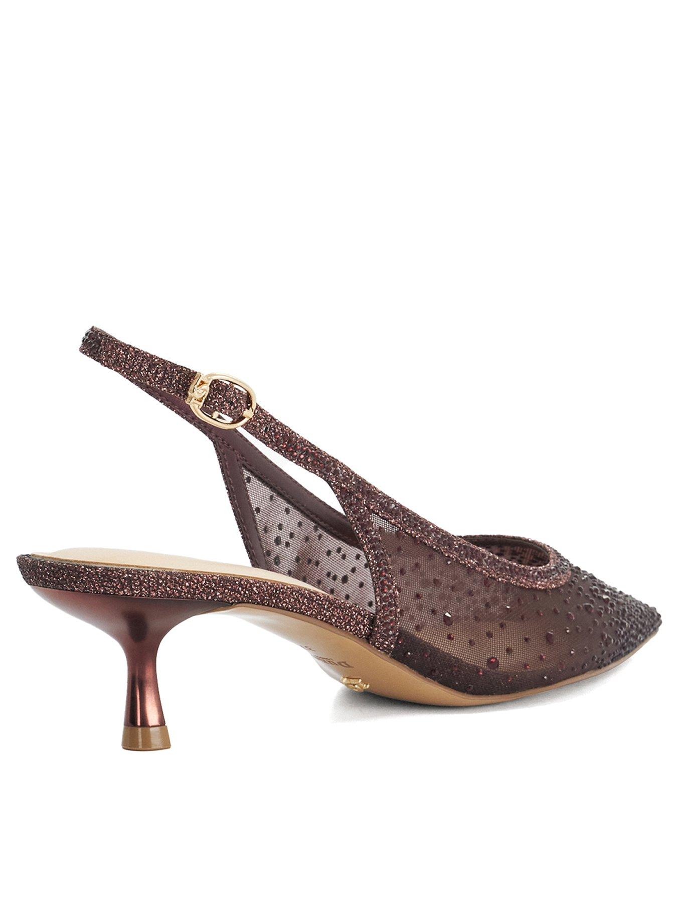 Image 3 of 5 of Dune London Cirelle Embellished Slingback Court Shoes - Burgundy