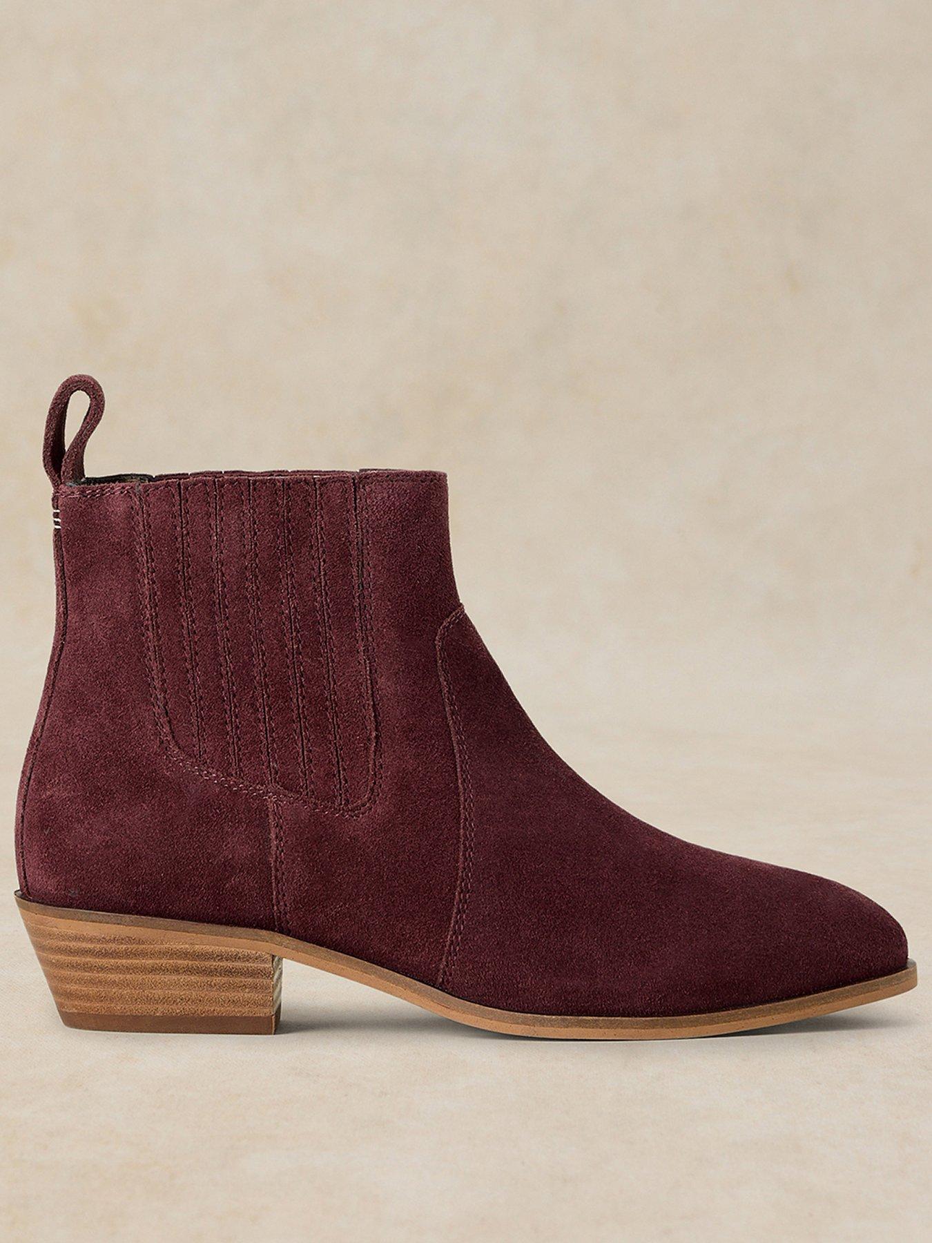 Image 1 of 4 of White Stuff Womens Millie Suede Chelsea Boots - Red