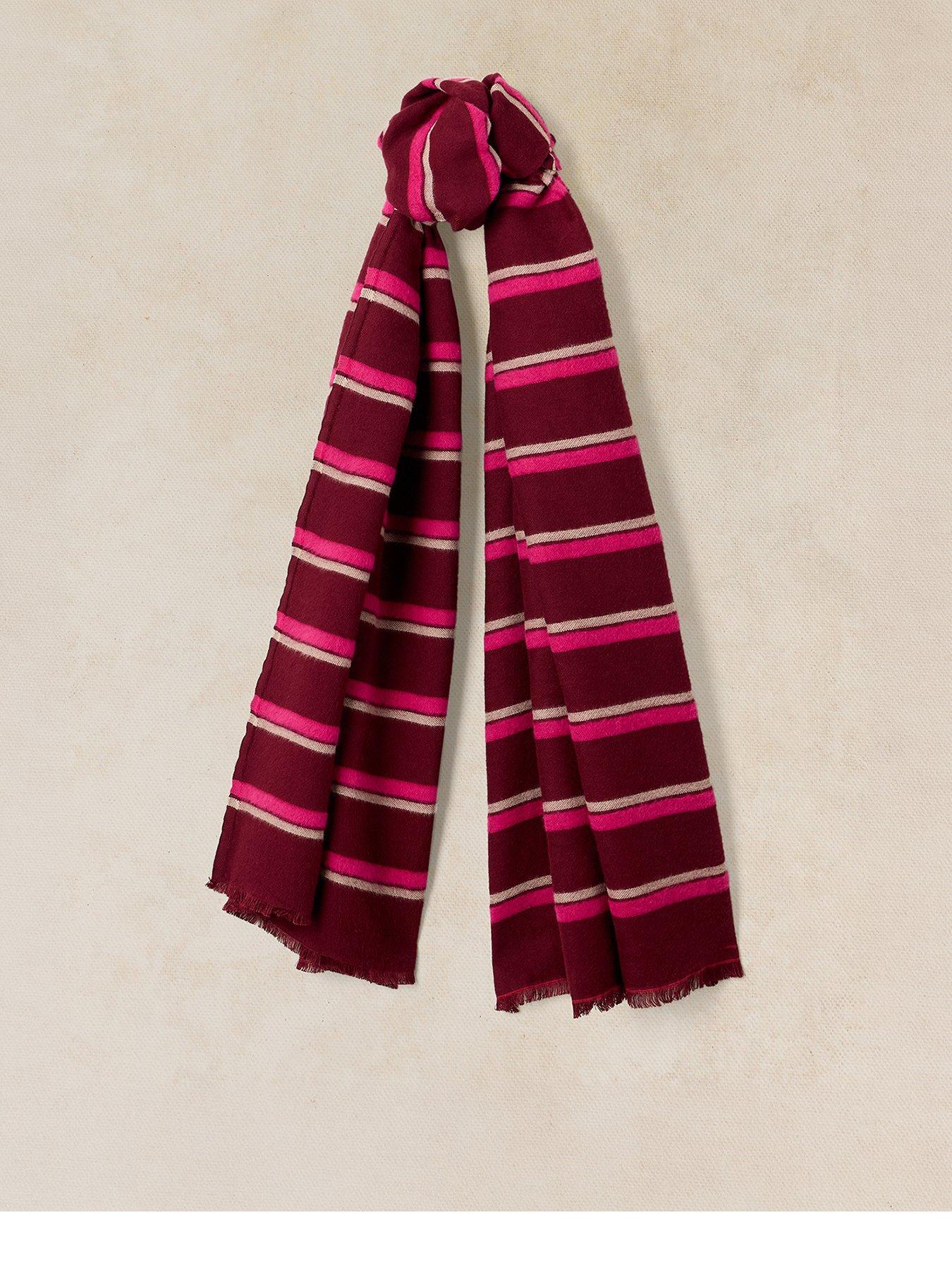 Image 1 of 3 of White Stuff Selma Stripe Midweight Scarf - Purple