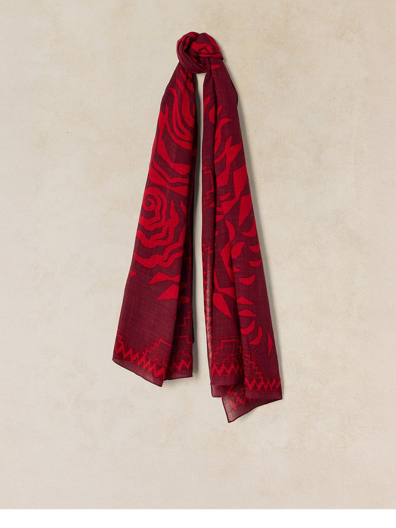 Image 1 of 3 of White Stuff Callie Printed Lightweight Scarf - Red